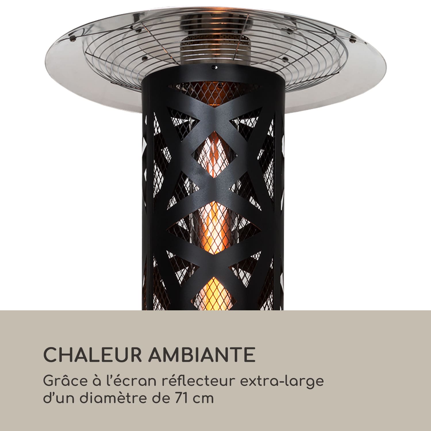 Goldflame Style radiateur de terrasse 11,2 kW vue 360° mobile noir Noir