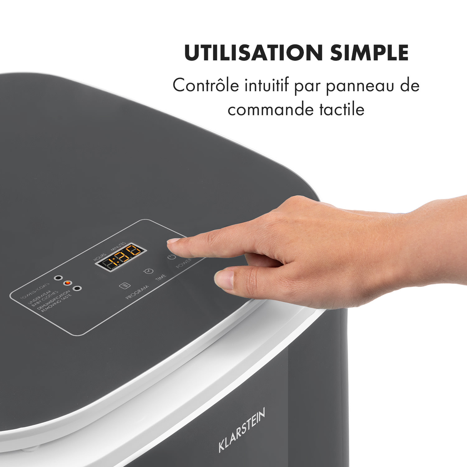 Zap Dry wasdroger 820W 50l touch-bedieningspaneel LED-weergave Donkergrijs