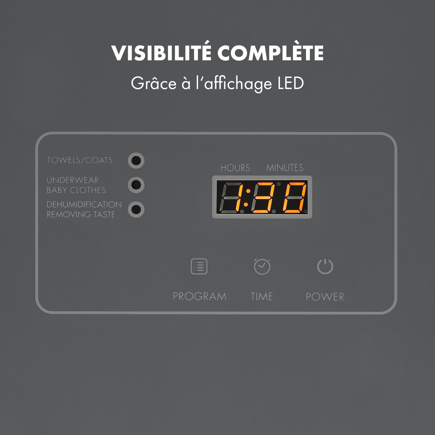Zap Dry wasdroger 820W 50l touch-bedieningspaneel LED-weergave Donkergrijs