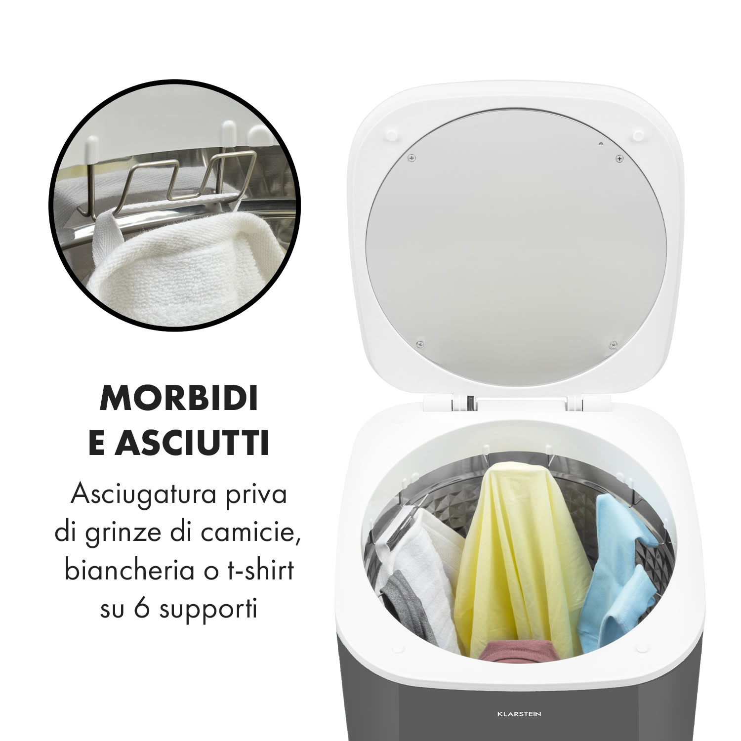 Zap Dry Asciugatrice 820W 50l Pannello Touch Schermo LED Grigio scuro