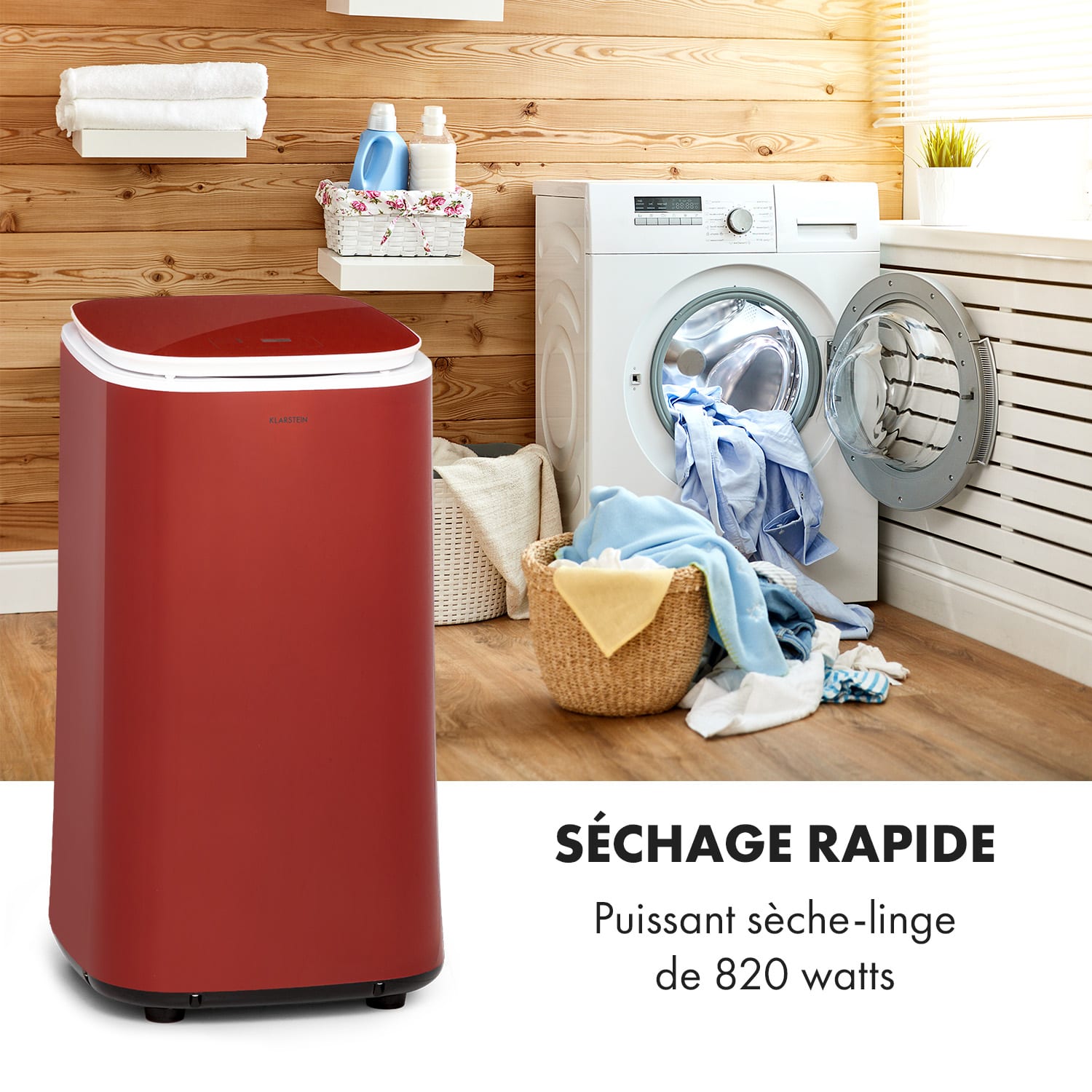 Zap Dry wasdroger 820W 50L touch bediening ledweergave rood Rood
