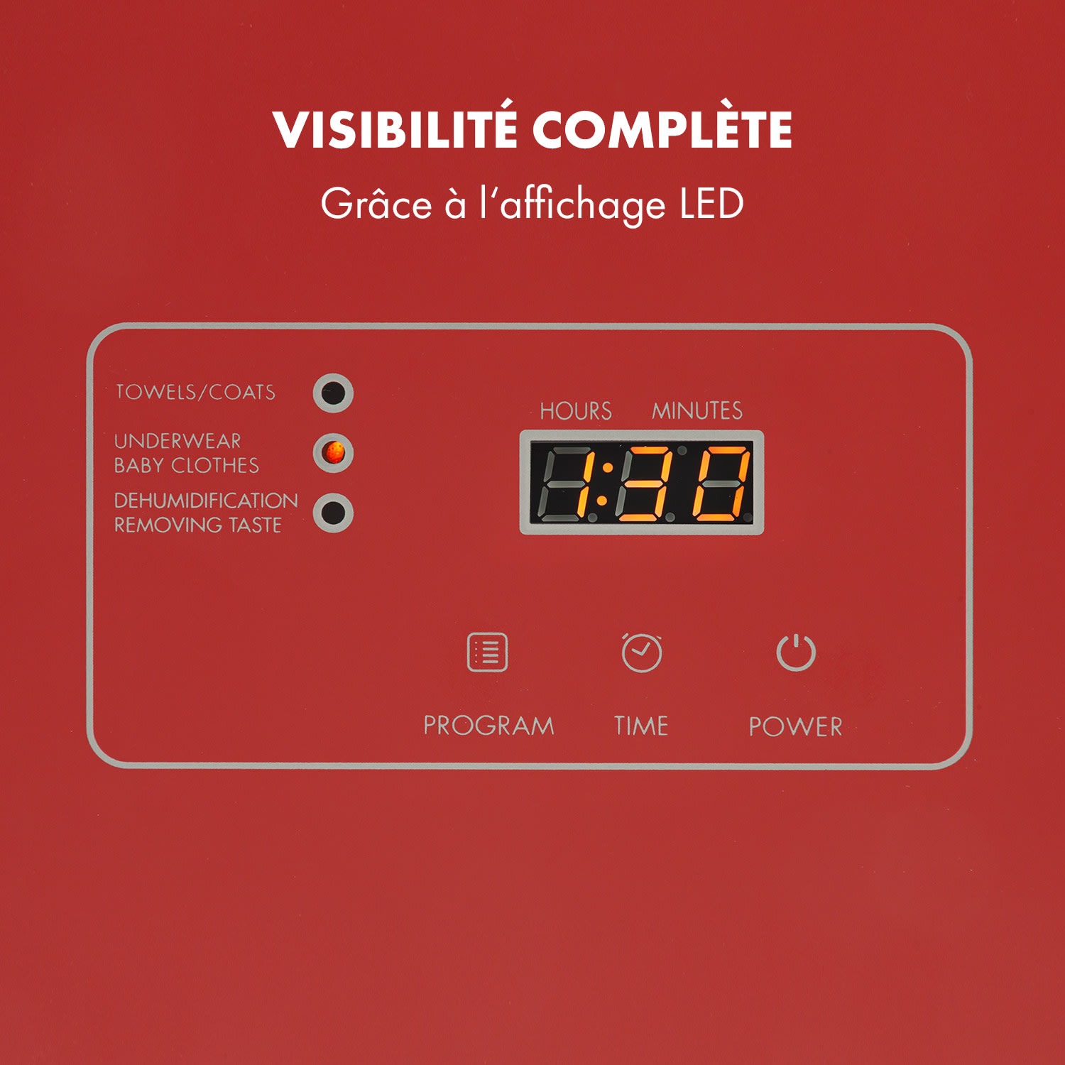 Zap Dry wasdroger 820W 50L touch bediening ledweergave rood Rood