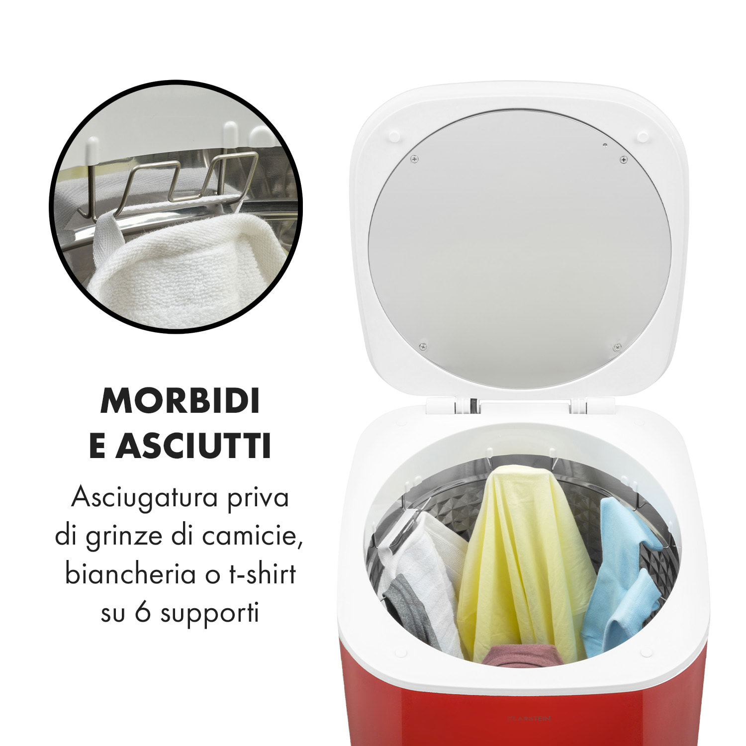 Zap Dry asciugatrice 820W 50l pannello di controllo touch schermo a LED rosso Rosso