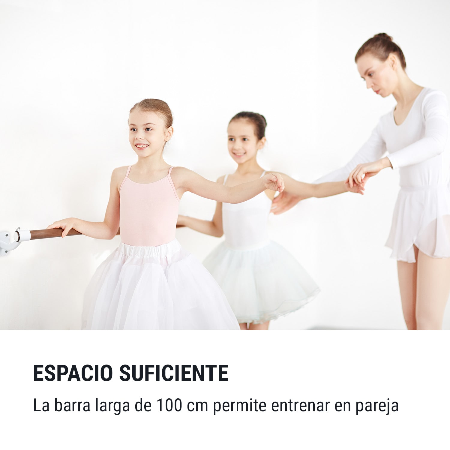 Barre Mur Barra de ballet 100 cm Larguero 38 mm Ø Montaje en pared Blanca Blanco