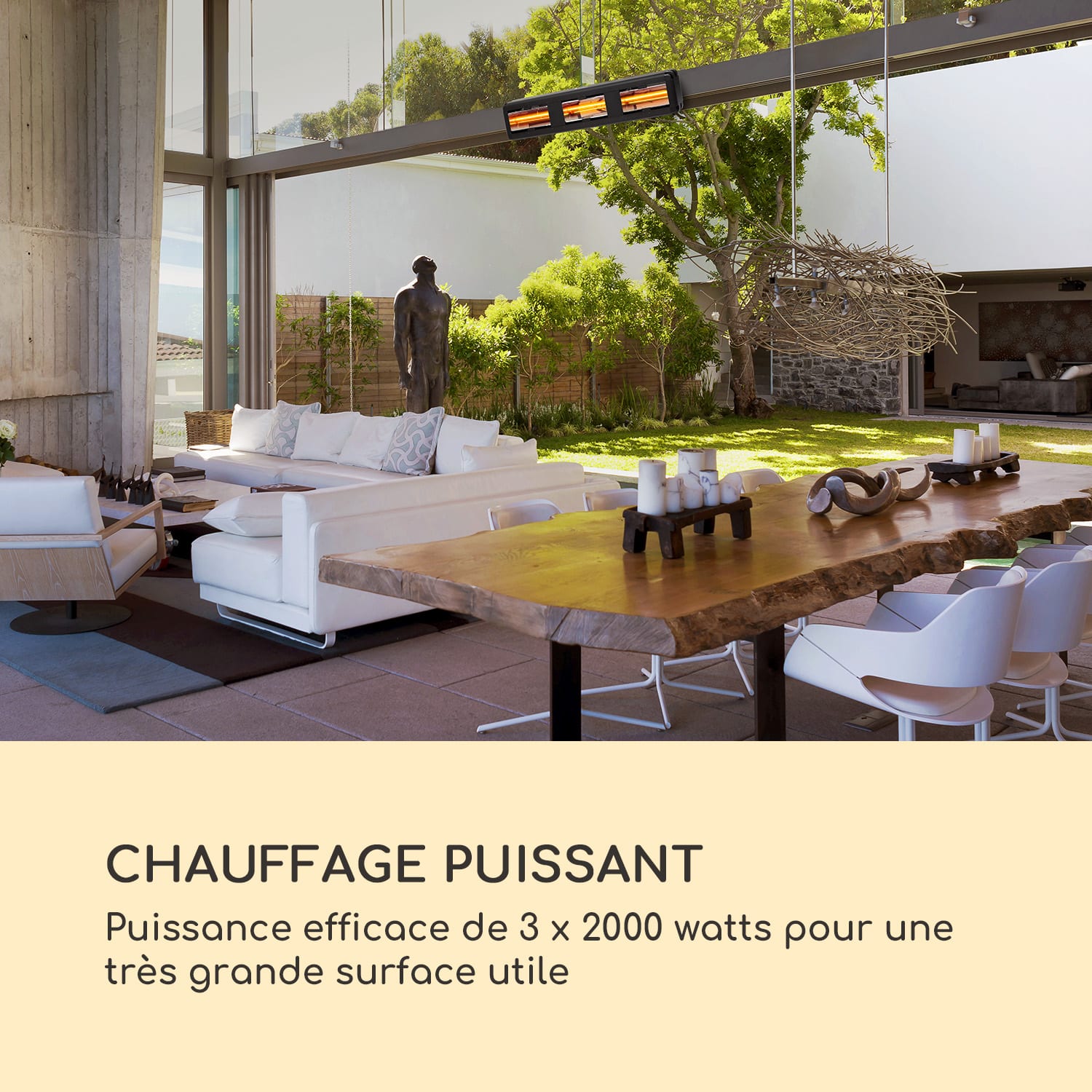 Heat Giant radiateur infrarouge 3x2000W IP65 pour 70m²  noir 