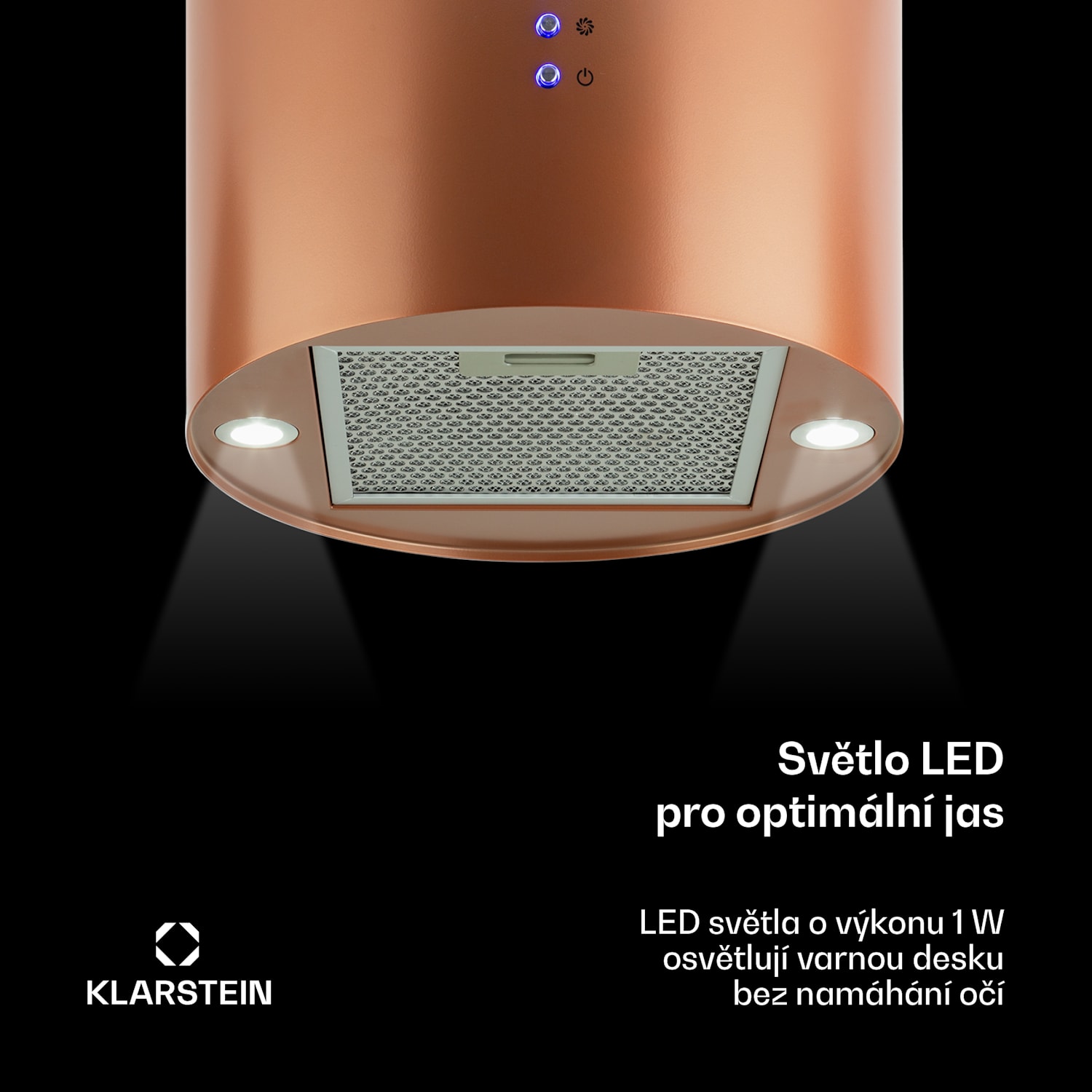 Barett, digestoř, 35 cm, ostrůvková, 590 m³/h, LED, filtr s aktivním uhlím, měděná Měděná