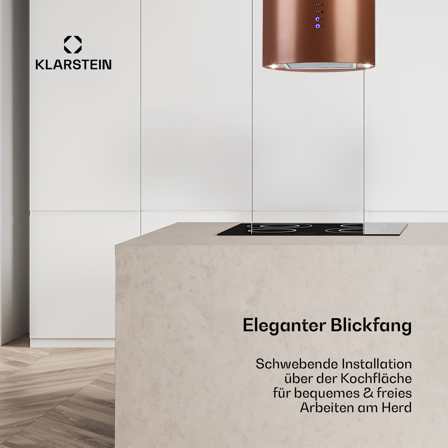 Beretta Inselabzugshaube Ø35cm Ab-/Umluft 650m³/h LED Aktivkohlefilter 