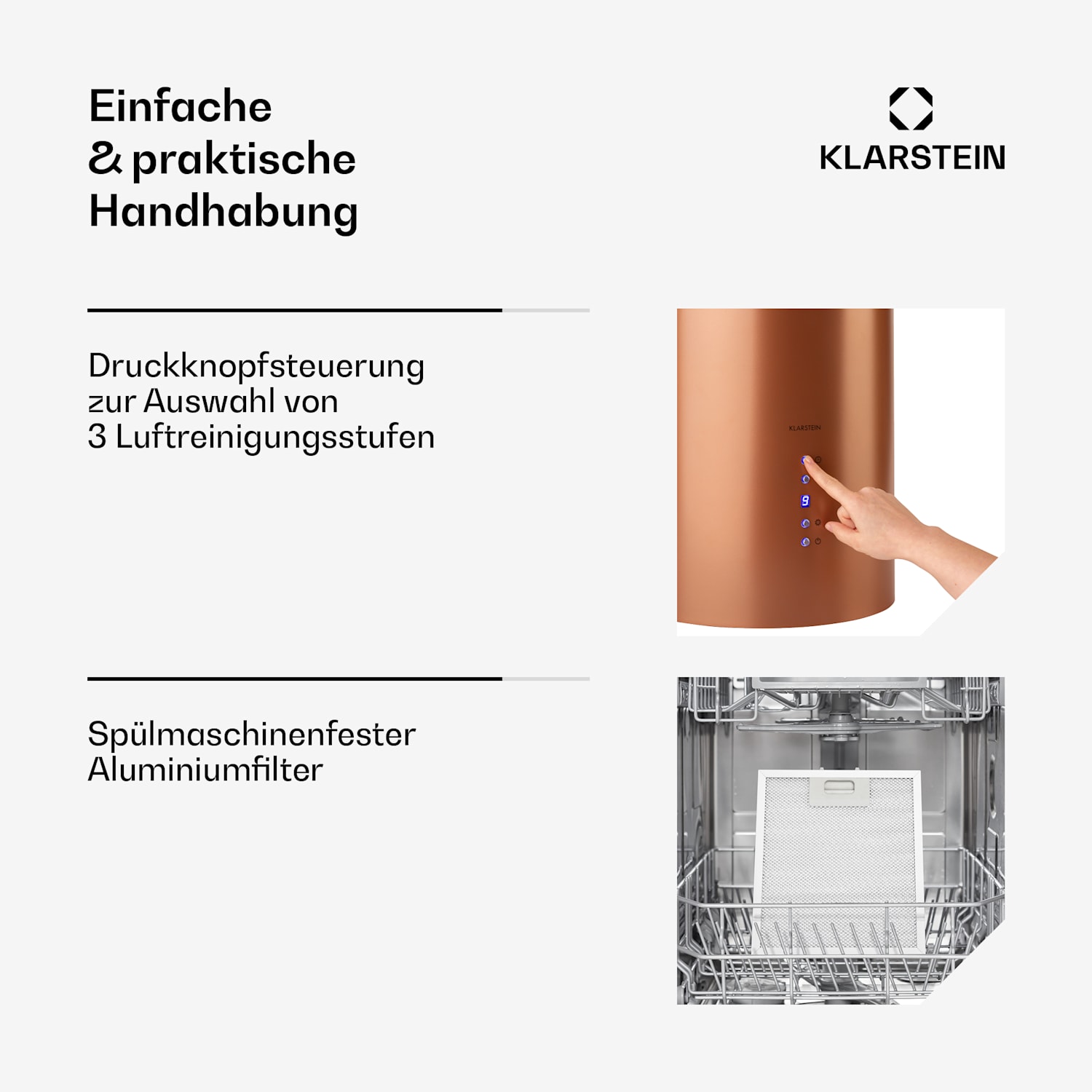 Beretta Inselabzugshaube Ø35cm Ab-/Umluft 650m³/h LED Aktivkohlefilter 