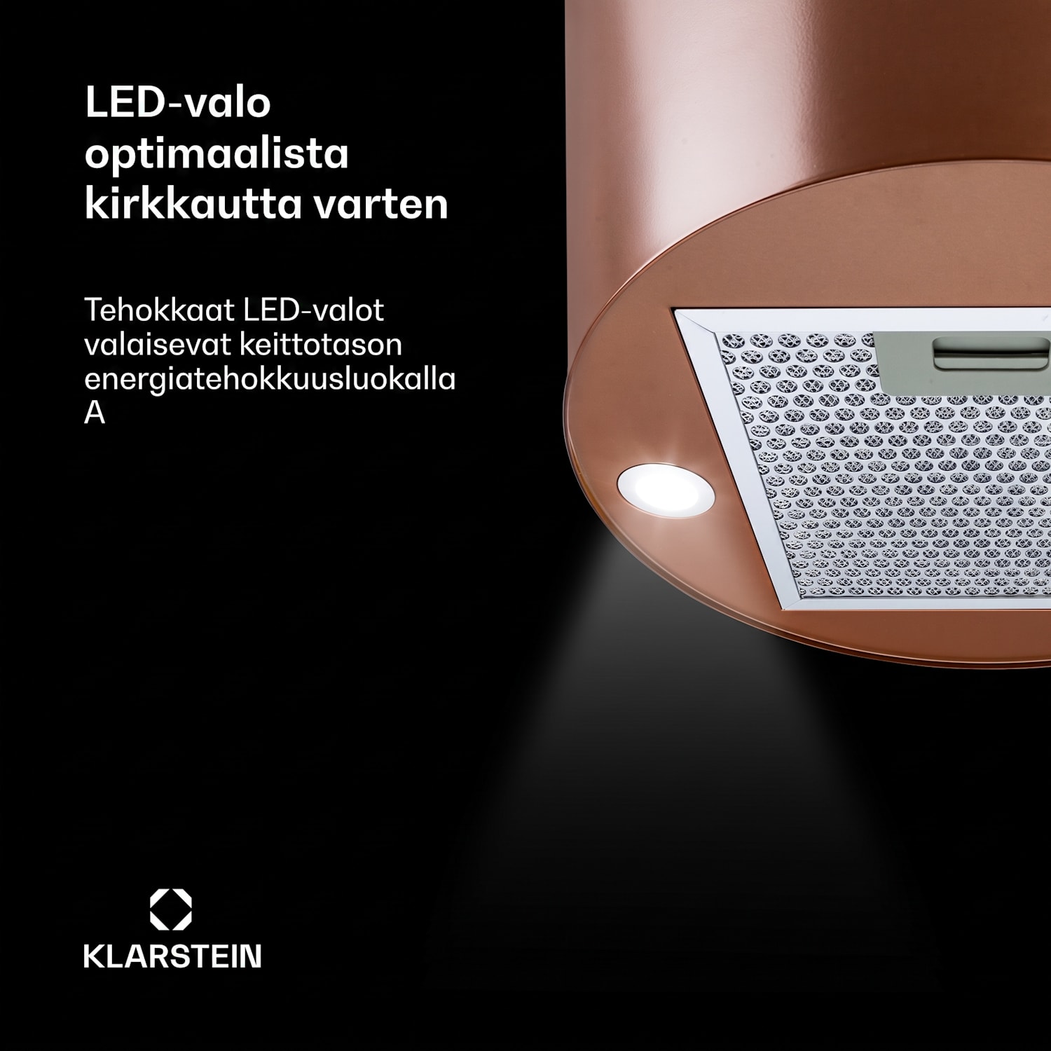 Beretta, saarekeliesituuletin, Ø 35 cm, poisto-/kiertoilma, 519 m³/h, LED, kupari 35 cm | Kupari Metallinen