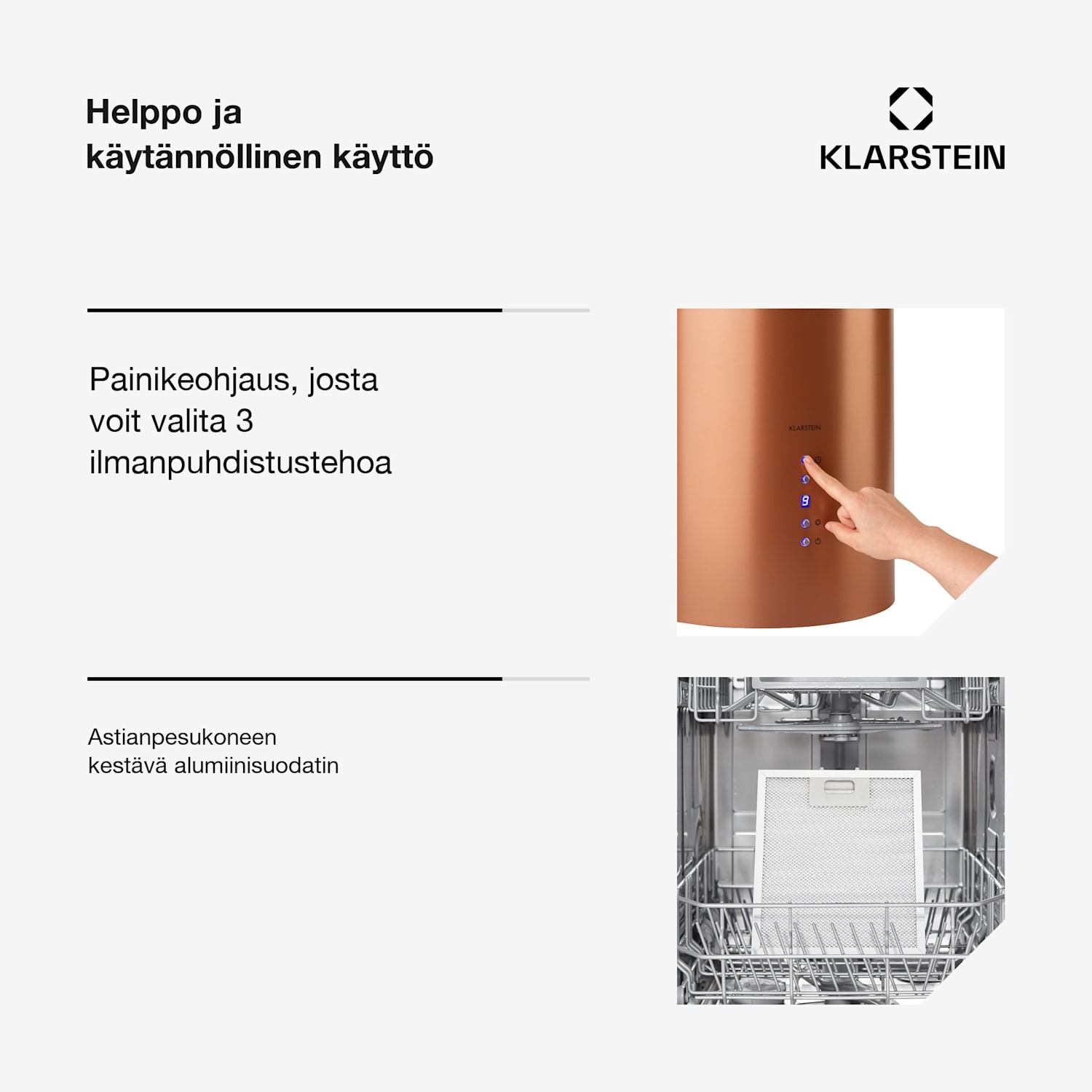 Beretta, saarekeliesituuletin, Ø 35 cm, poisto-/kiertoilma, 519 m³/h, LED, kupari 35 cm | Kupari Metallinen