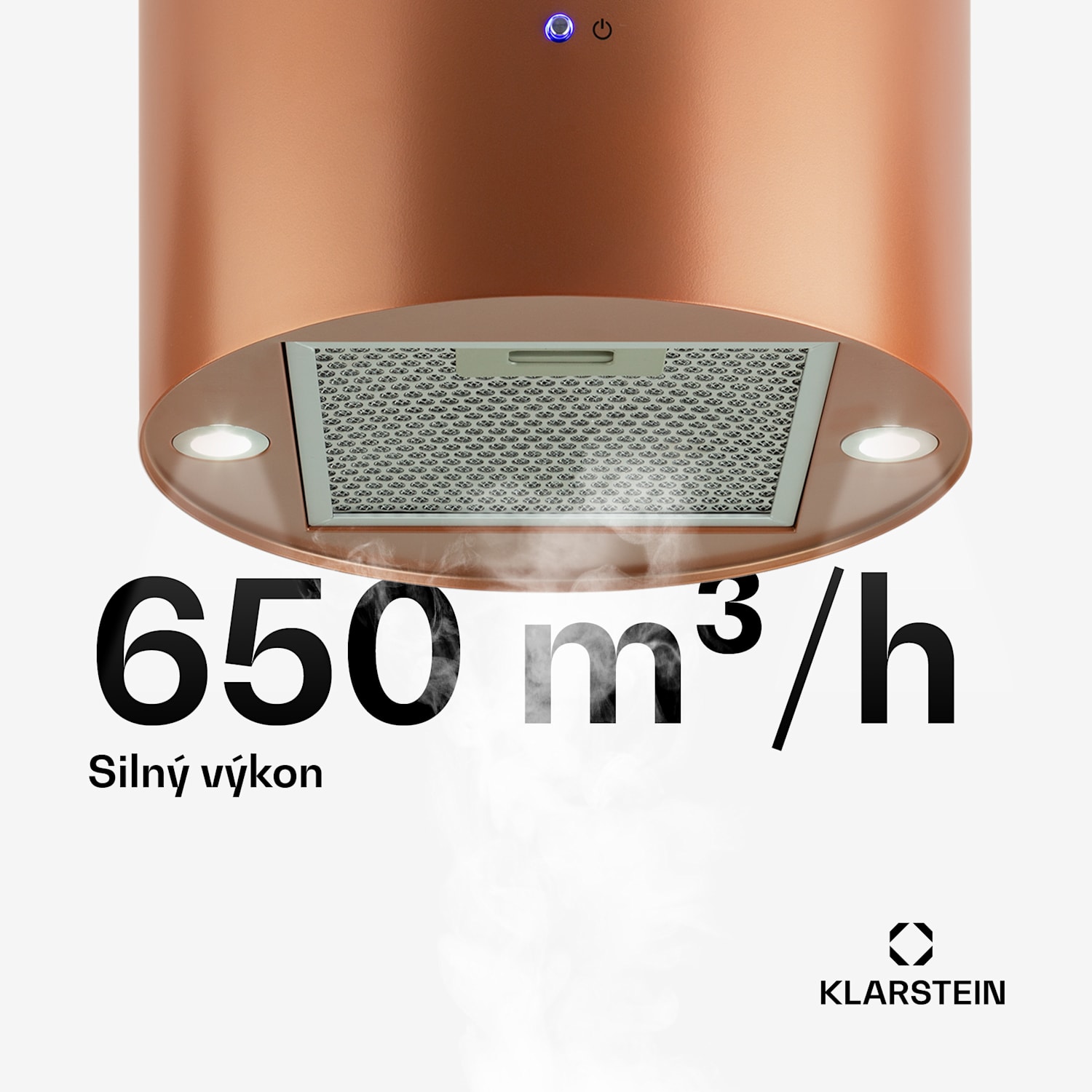 Beretta, digestor, 35 cm, ostrovčekový, 650m³/h, LED, medený Medená metalíza