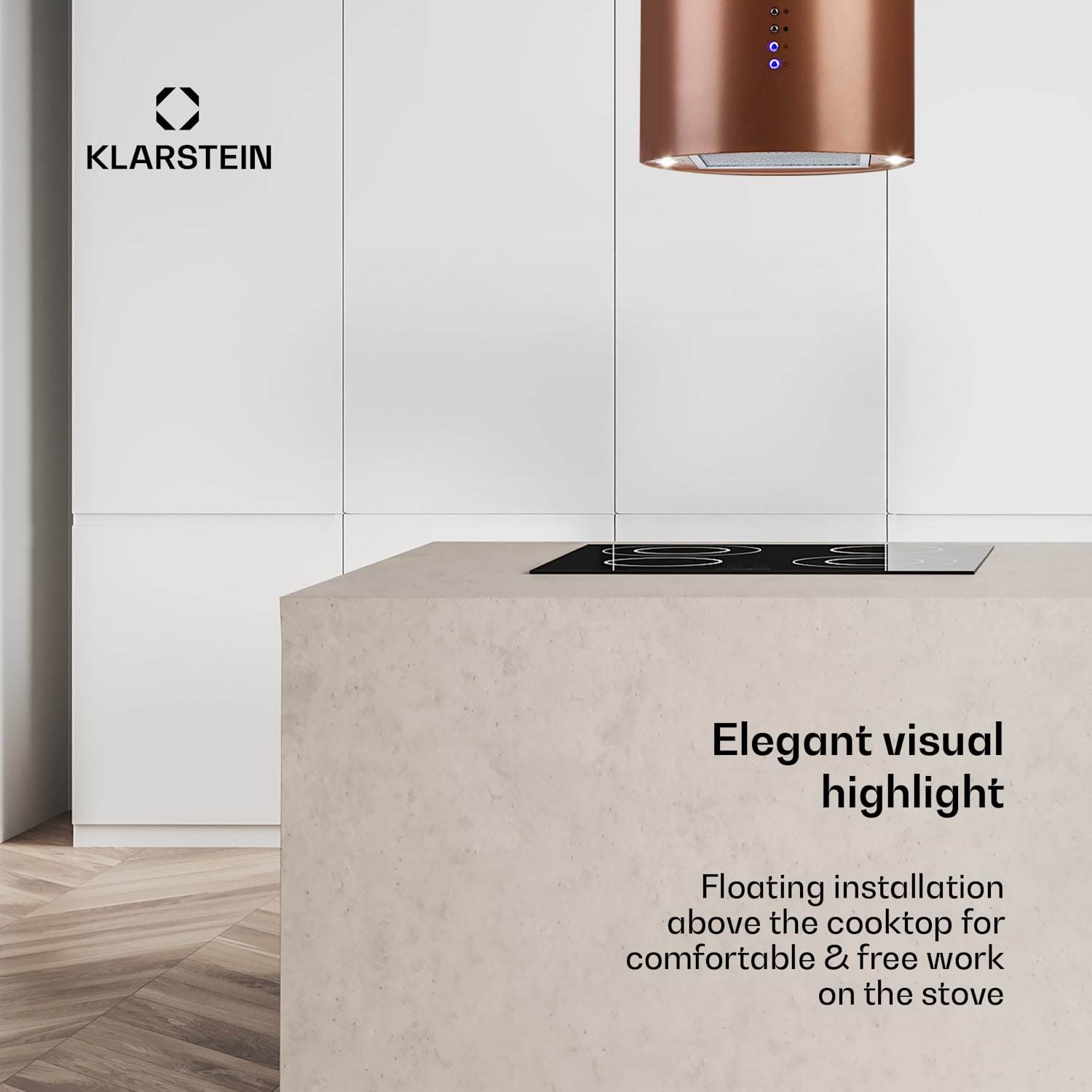 Beretta, Island Extractor Hood, Ø 35 cm, Exhaust / Circulating Air, 650m³ / h, LED, Copper 