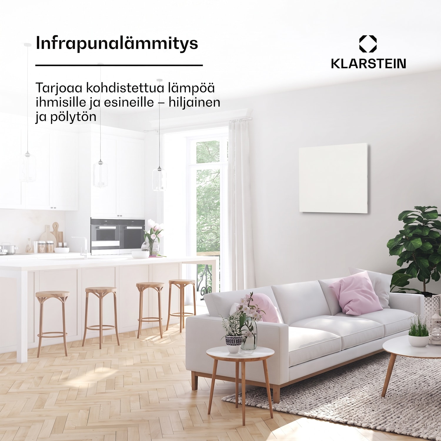 Wonderwall Air Infinite 300 -infrapunalämmitin 60x50cm 300W kaukosäädin 50 x 60 cm | 300 W | Valkoinen