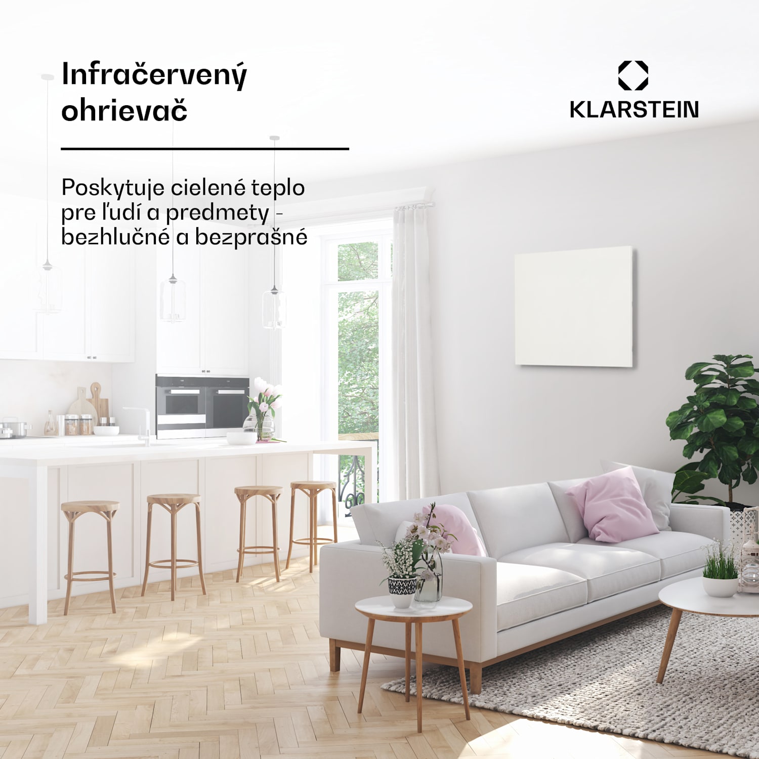 Wonderwall Air Infinite, infračervený ohrievač, 60 x 50 cm, 300 W, na stenu, diaľkový ovládač, biely 50 x 60 cm | 300 W | Biela