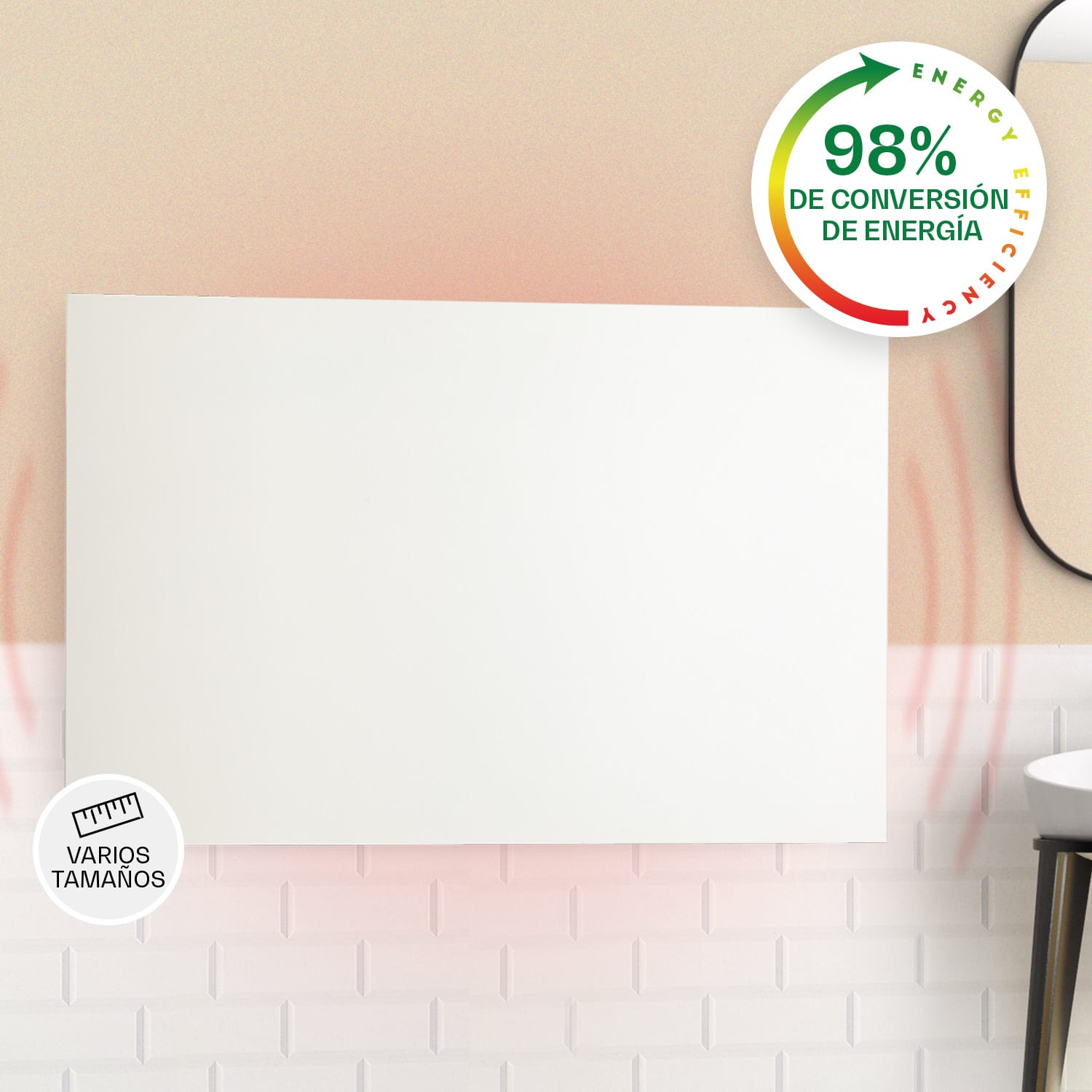 Klarstein Wonderwall Air Infinite Panel calefactor infrarrojo 90x60cm 580W Pared Mando a distancia Blanco