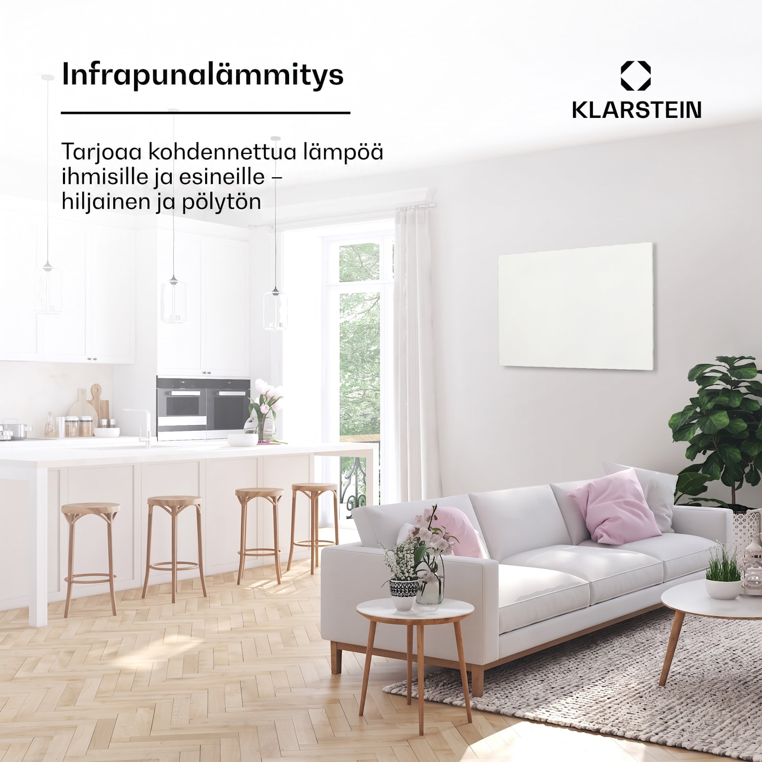 Wonderwall Air Infinite 580 -infrapunalämmitin 90x60cm 580W kaukosäädin 90 x 60 cm | 580 W | Valkoinen