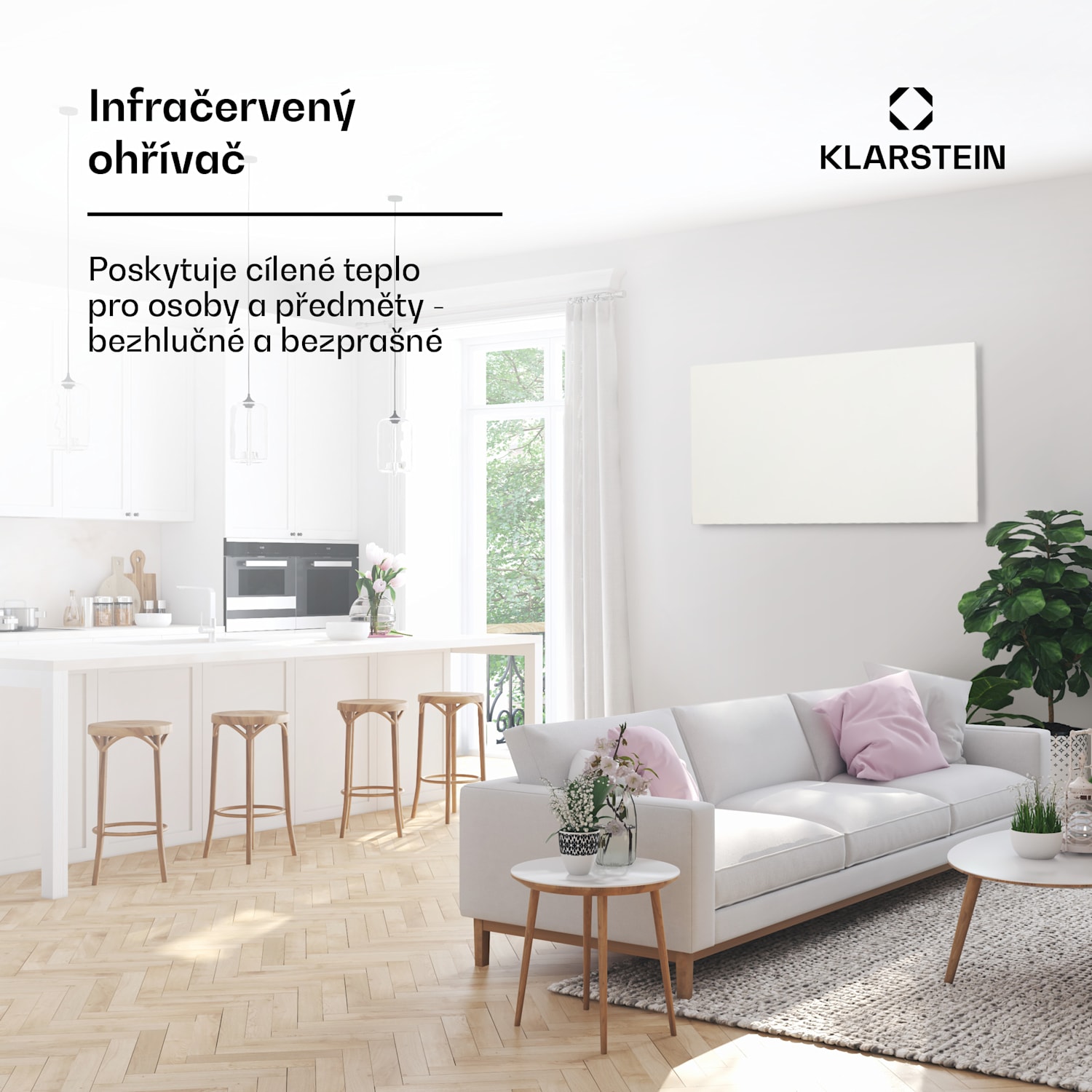 Wonderwall Air Infinite, infračervený ohřívač, 120 x 60 cm, 720 W, na stěnu, dálkové ovládání, bílý 120 x 60 cm | 720 W | Bílá