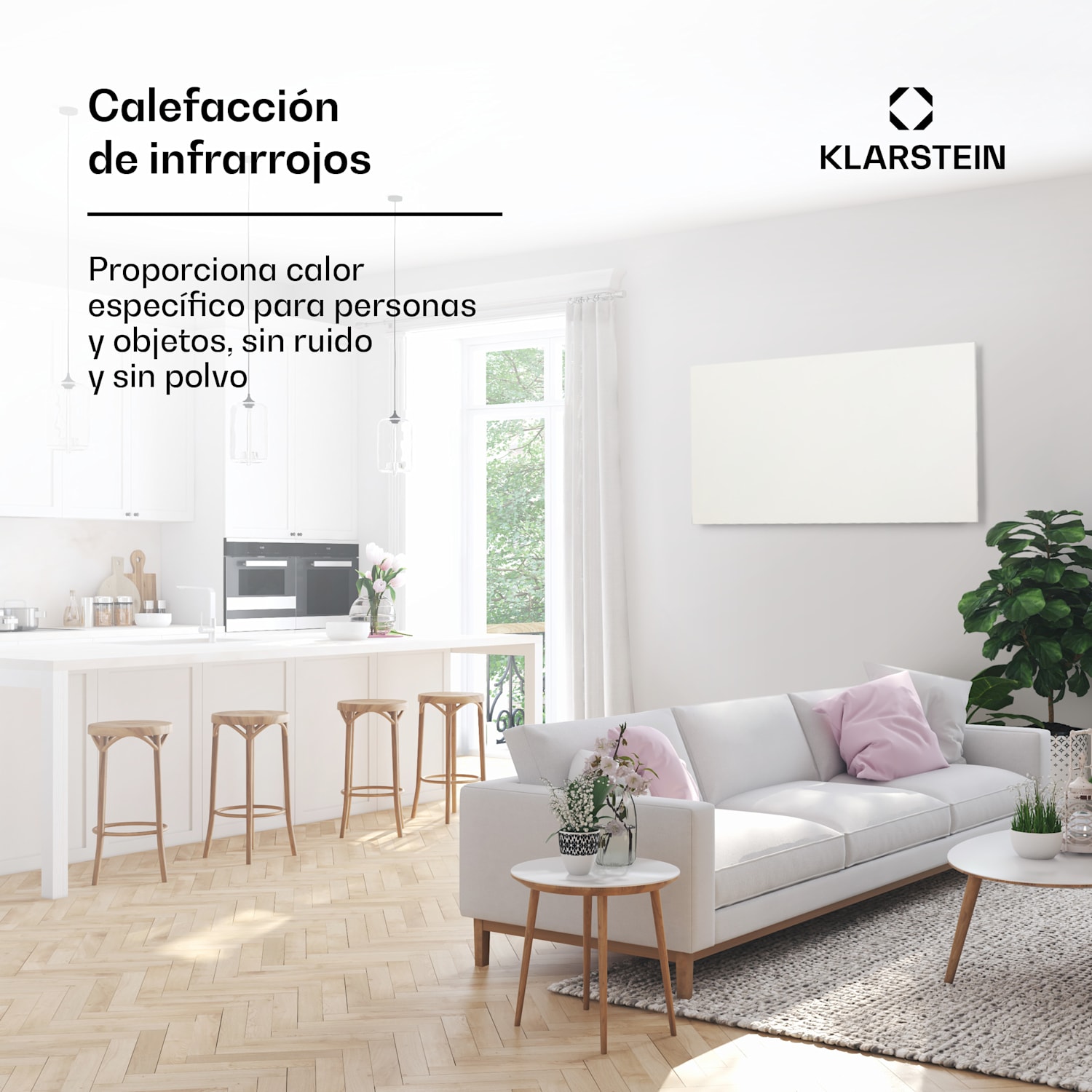 Klarstein Wonderwall Air Infinite Panel calefactor infrarrojo 120x60cm 720W Pared Mando a distancia Blanco 