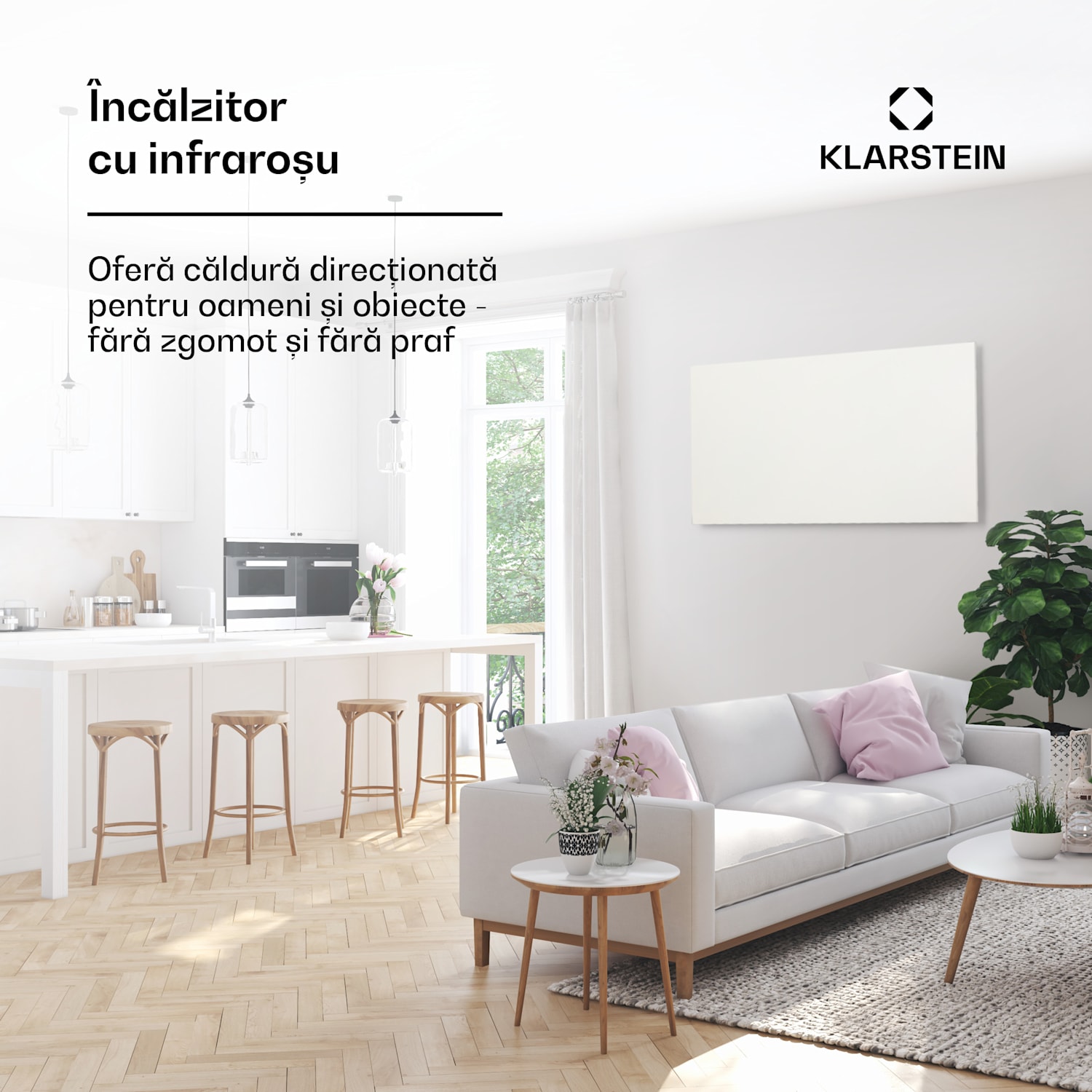 Wonderwall Air Infinite, încălzitor cu infraroșu, 120 x 60 cm, 720 W, montat pe perete, telecomandă, alb 120 x 60 cm | 720 W | Alb