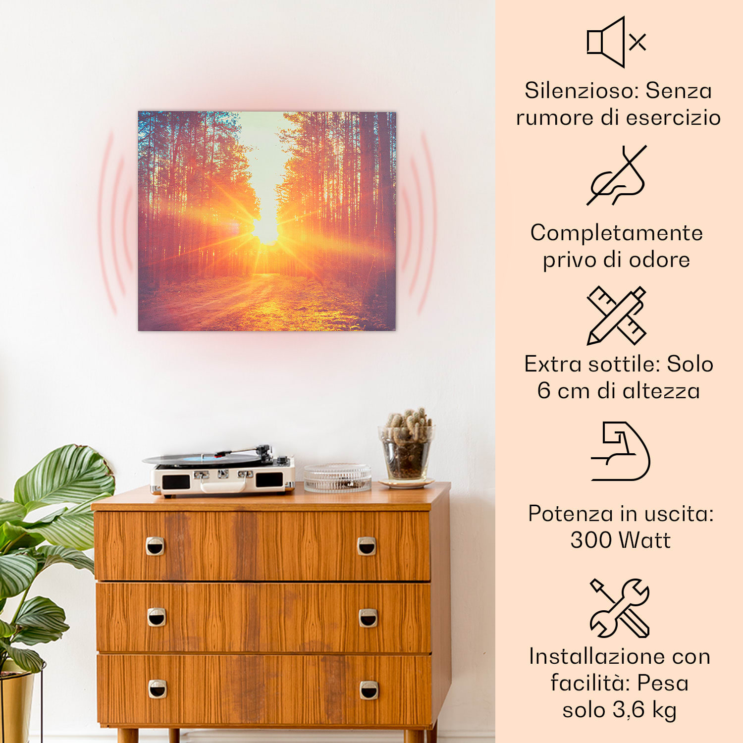 Wonderwall Air Art Infinite 300 - Stufa a infrarossi, 60x50 cm 60 x 50 cm / 300 watts