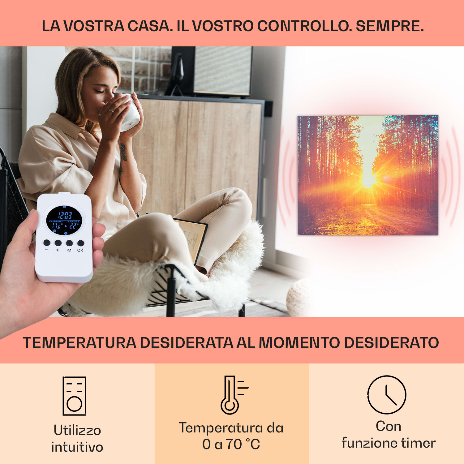 Wonderwall Air Art Infinite 300 - Stufa a infrarossi, 60x50 cm 60 x 50 cm / 300 watts