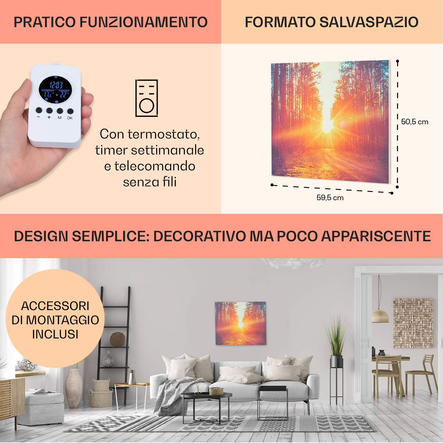 Wonderwall Air Art Infinite 300 - Stufa a infrarossi, 60x50 cm 60 x 50 cm / 300 watts