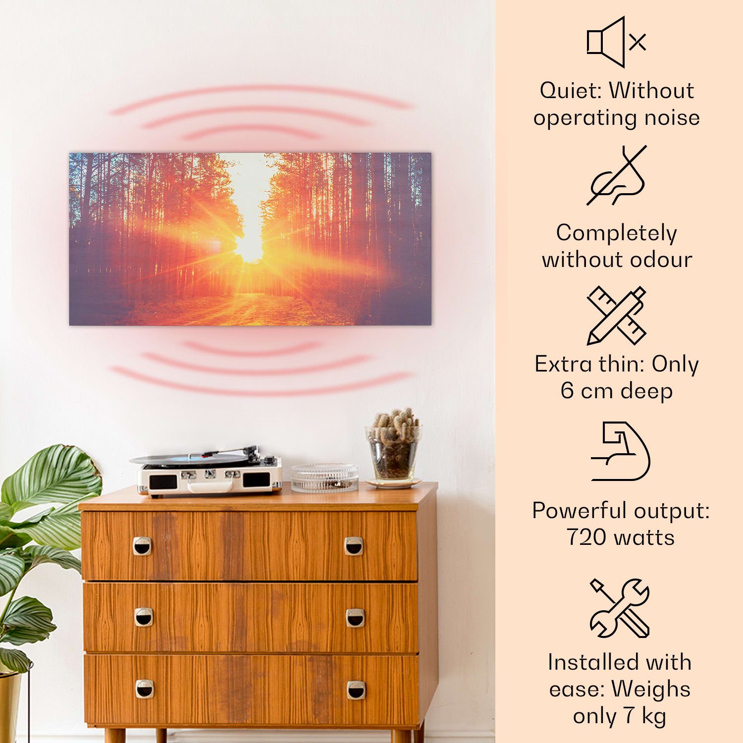 Wonderwall Air Art Infinite, infračervený ohrievač, 120 x 60 cm, 720 W, na stenu, obraz, diaľkový ovládač 120 x 60 cm | 720 W | abstraktný