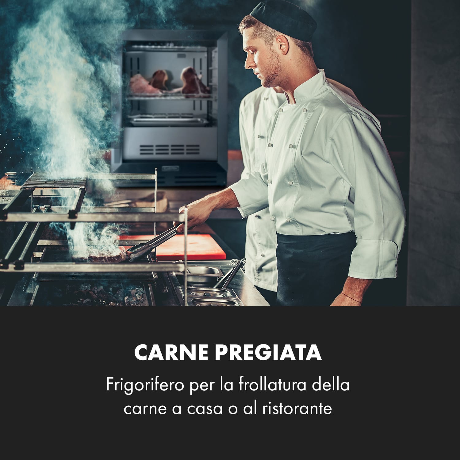 Steakhouse Pro - Armadio di stagionatura per carne, 1 zona, 98 l, 1-25 °C, touch, sportello in acciaio inox Acciaio inox