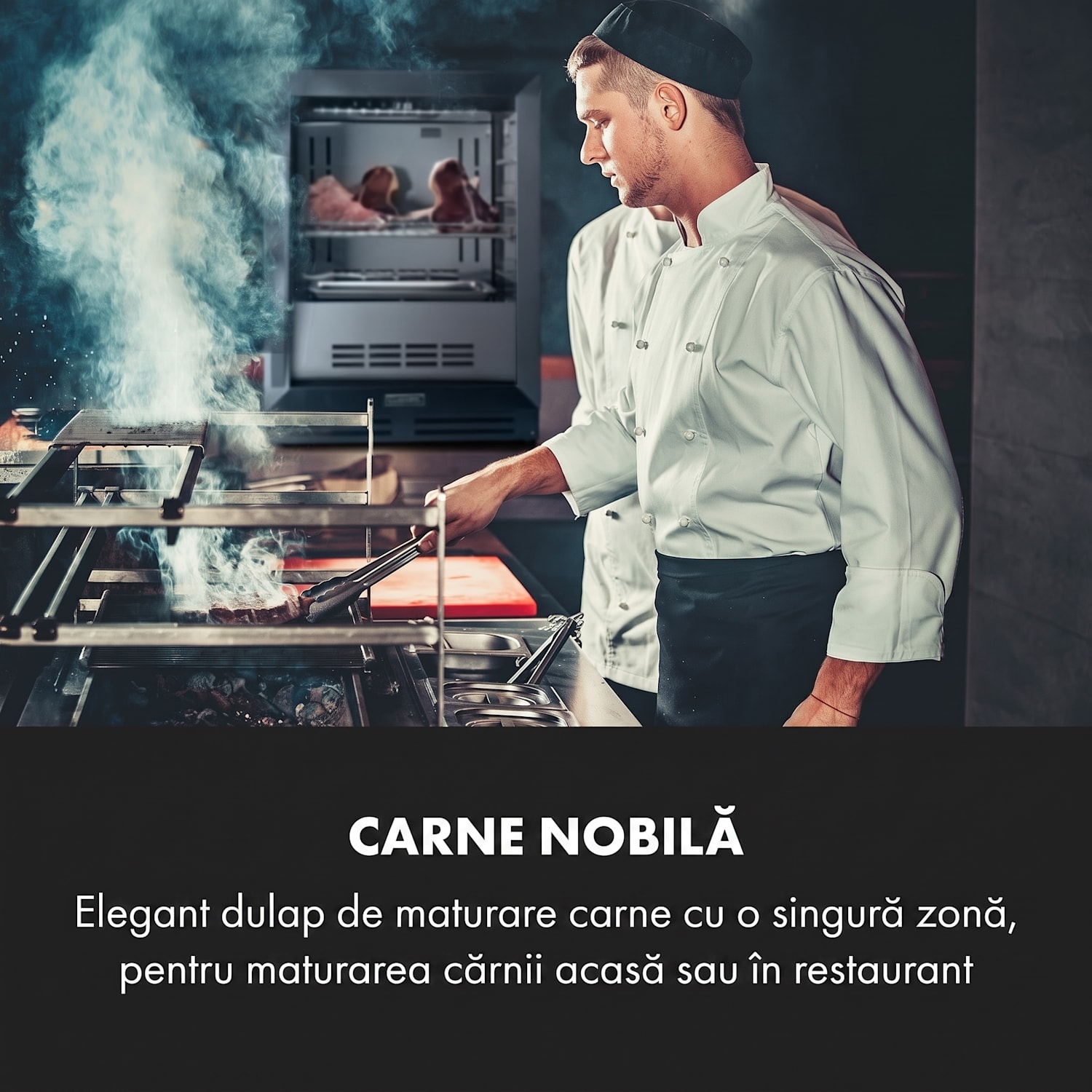 Steakhouse Pro, dulap frigorific pentru maturare carne, 1 zonă, 98 l, 1 - 25 ° C, tactil, oțel inoxidabil Oțel inoxidabil
