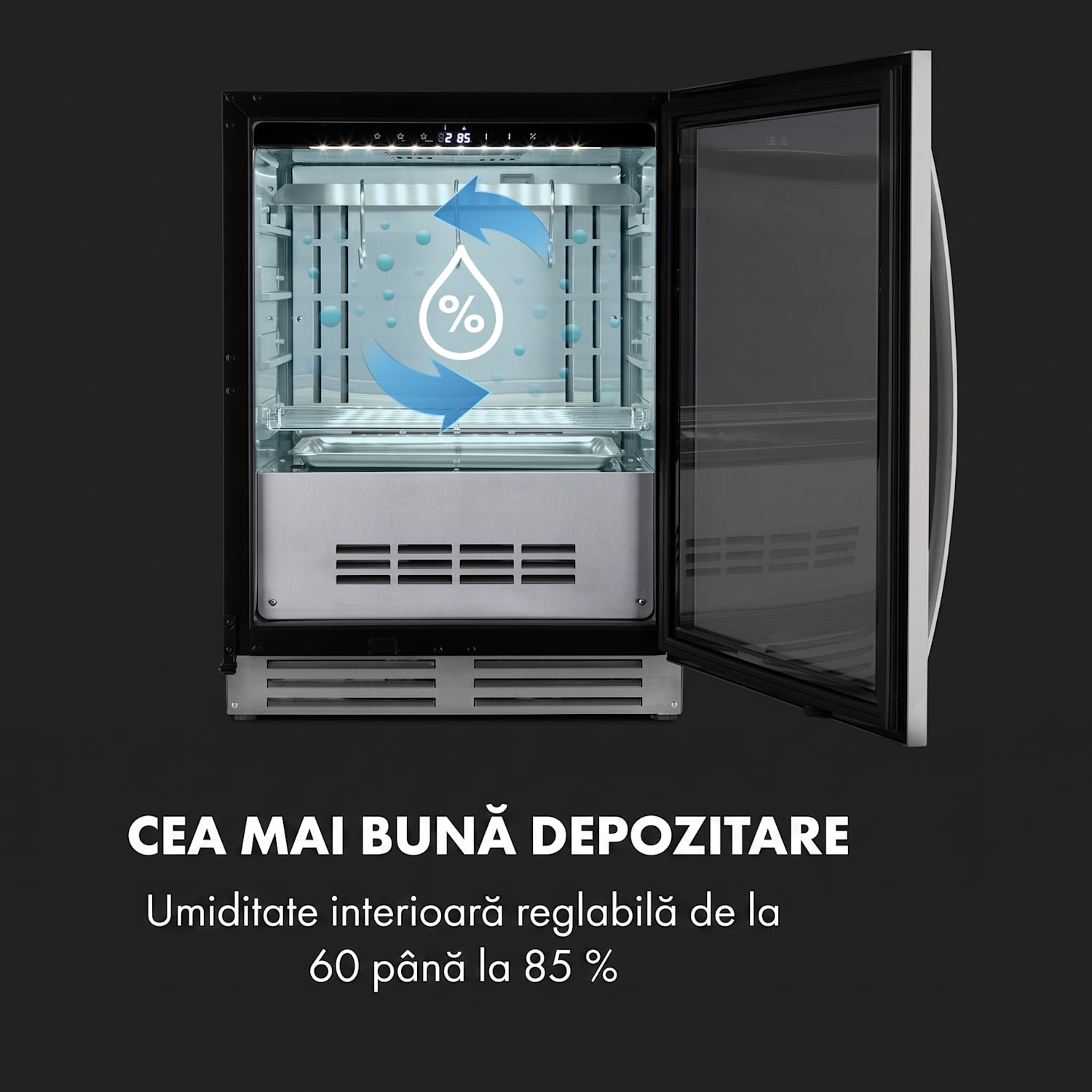 Steakhouse Pro, dulap frigorific pentru maturare carne, 1 zonă, 98 l, 1 - 25 ° C, tactil, oțel inoxidabil Oțel inoxidabil