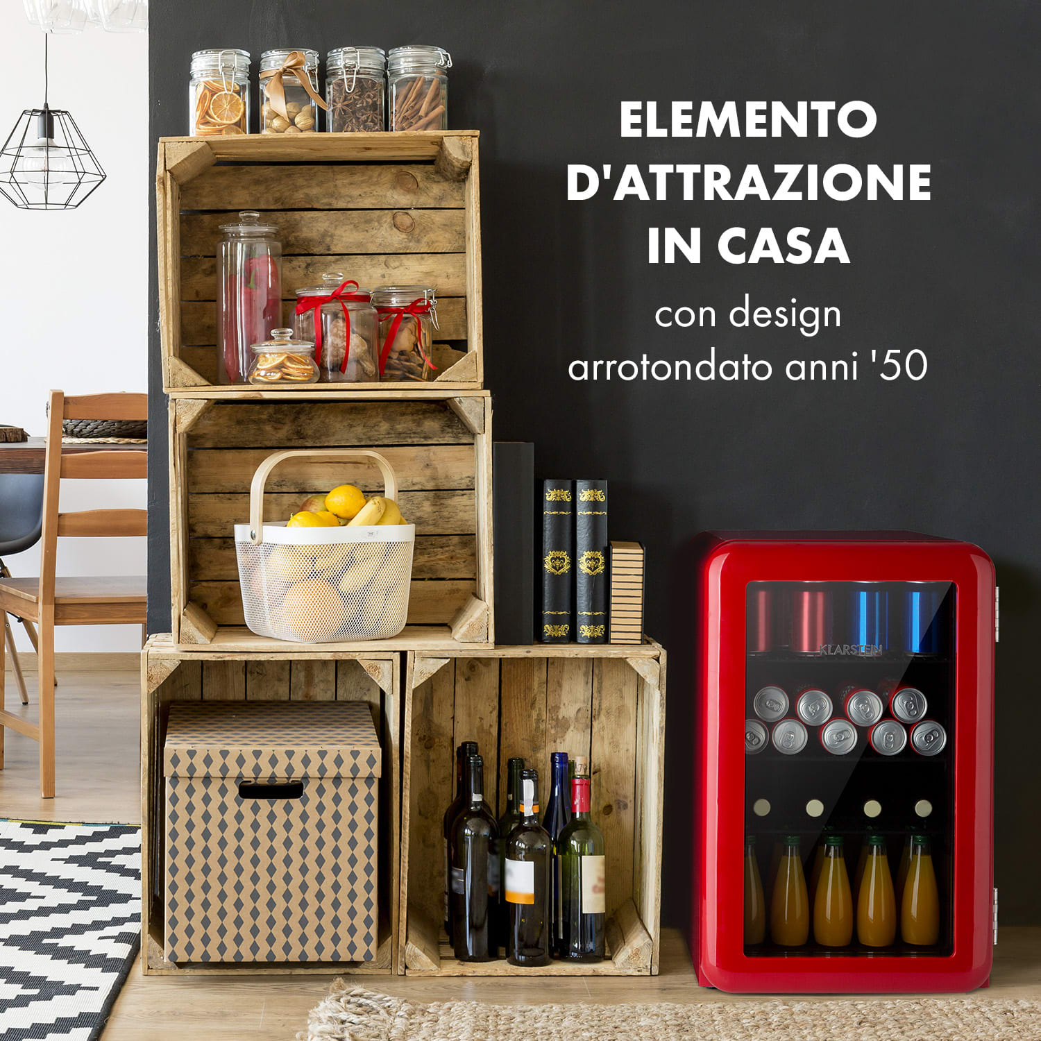 Frigorifero per bevande PopLife Frigorifero 70 litri 0 - 10 °C Design retrò  LED 