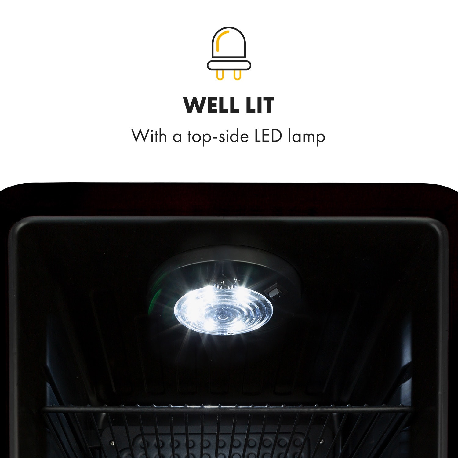 PopLife 70, lodówka na napoje, chłodziarka, 70 l, 0-10°C, styl retro, LED Czarny