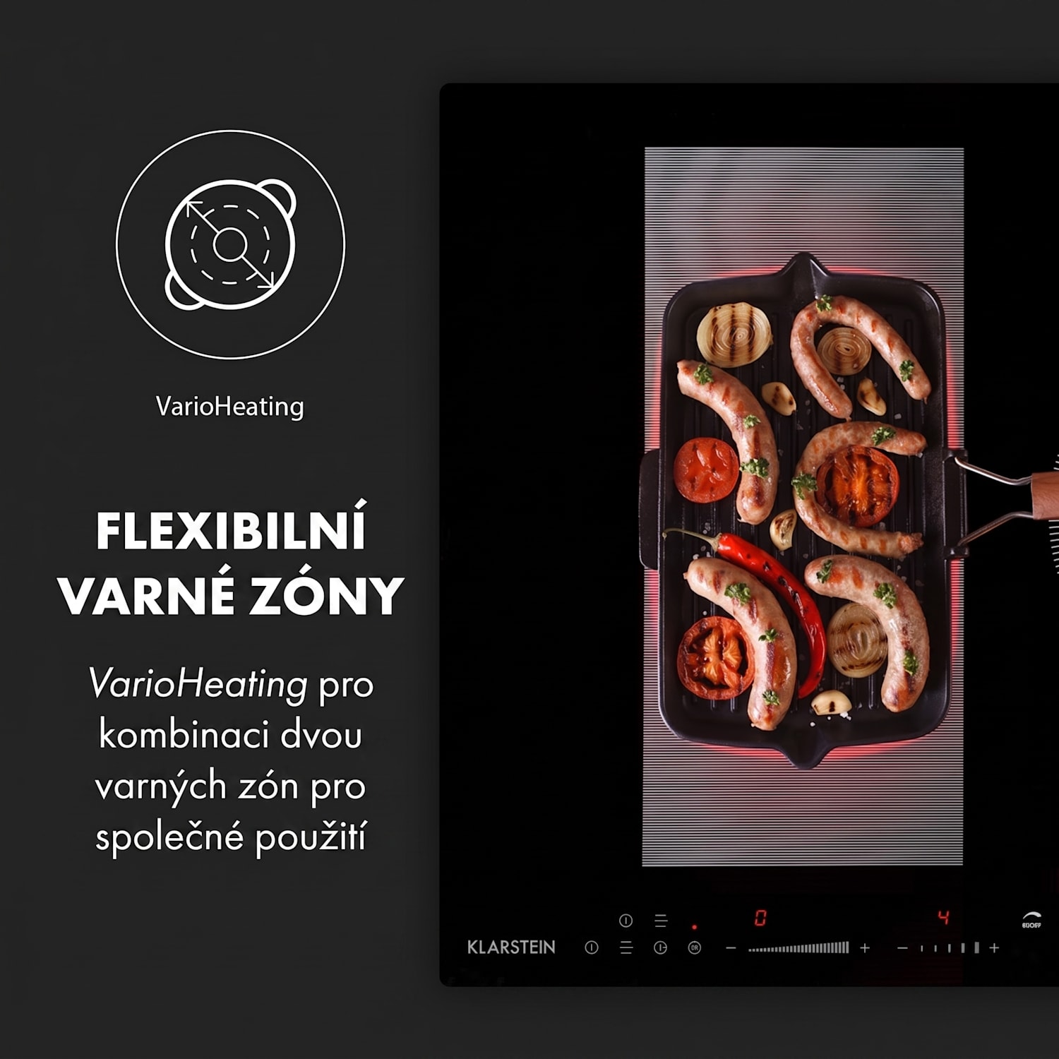 Delicatessa 90 Hybrid, indukční varná deska, vestavná, 7400 W, 5 zón, černá 5 | Černé sklo
