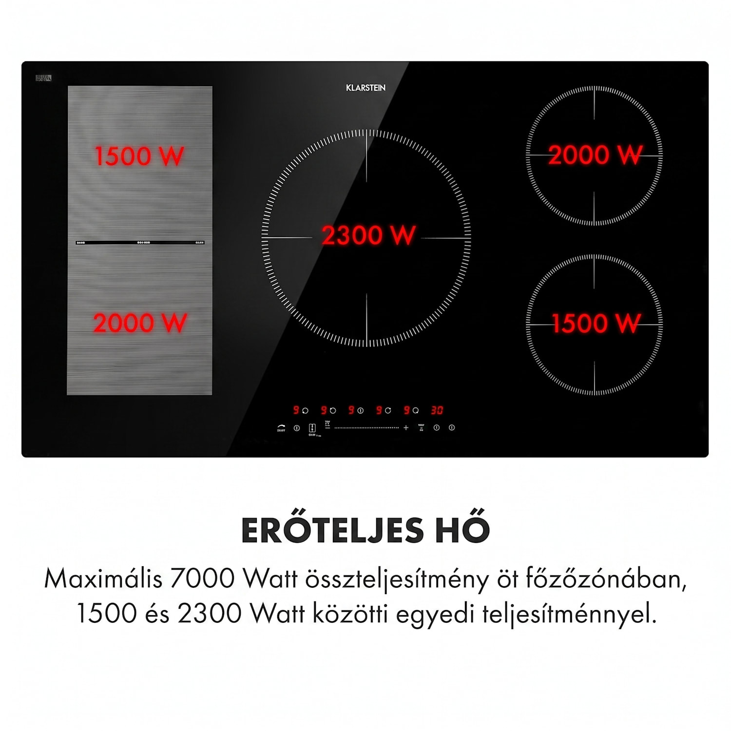 Delicatessa 90 Hybrid, beépített indukciós főzőlap, 7400 W, 5 zóna, fekete 5 | Fekete üveg