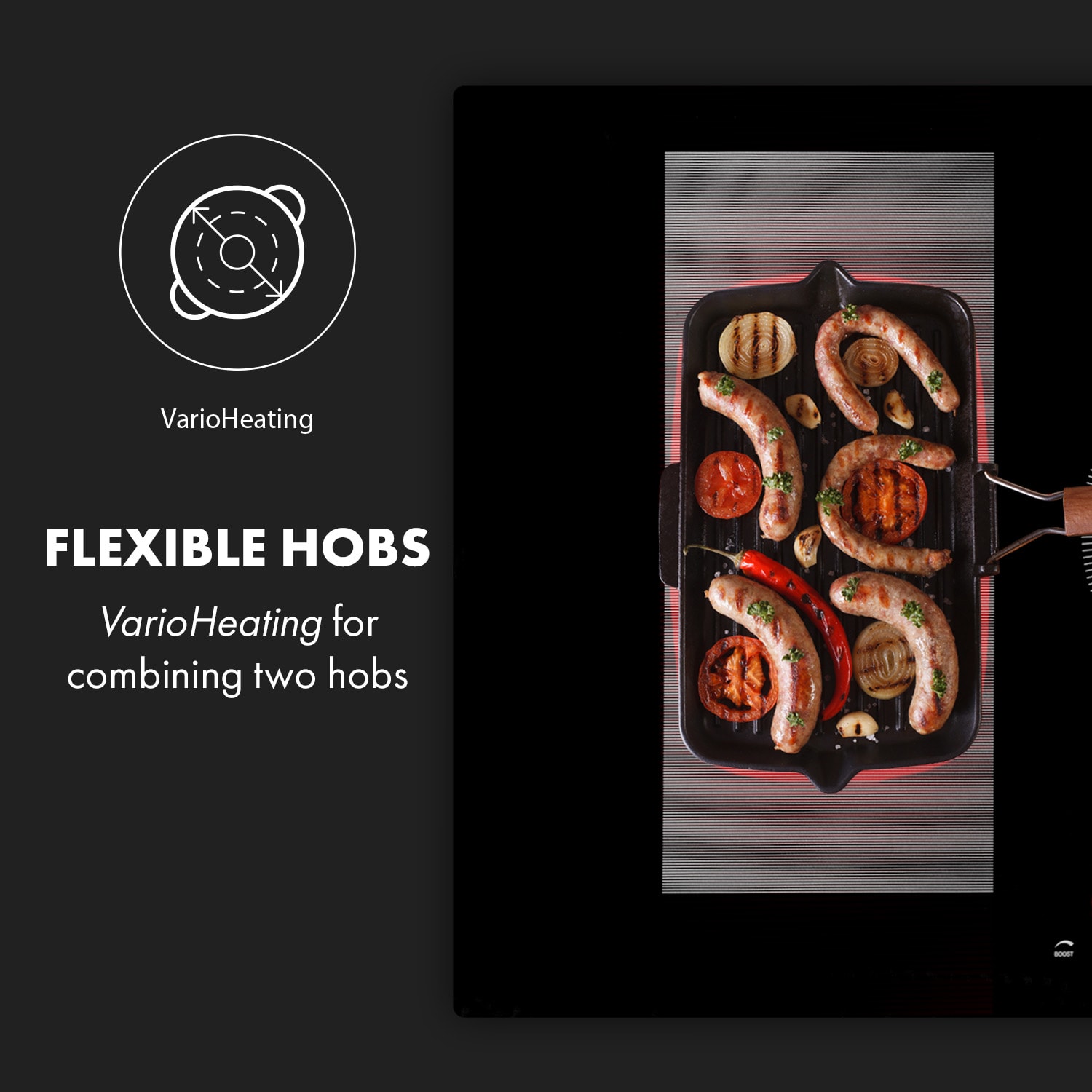 Klarstein Delicatessa 90 Hybrid inbouw inductiekookplaat 5 zones 7400W zwart 5 | Zwart Glas