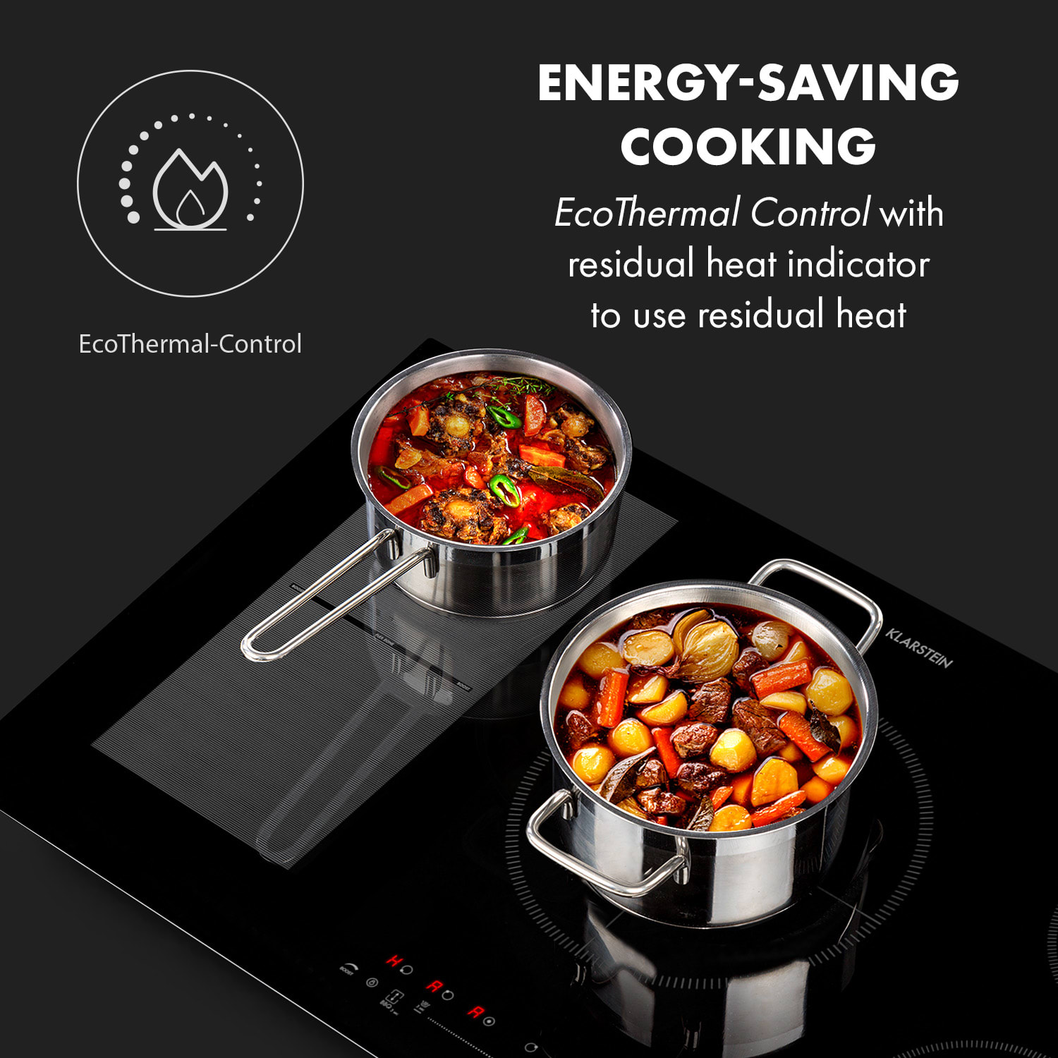 Klarstein Delicatessa 90 Hybrid inbouw inductiekookplaat 5 zones 7400W zwart 5 | Zwart Glas