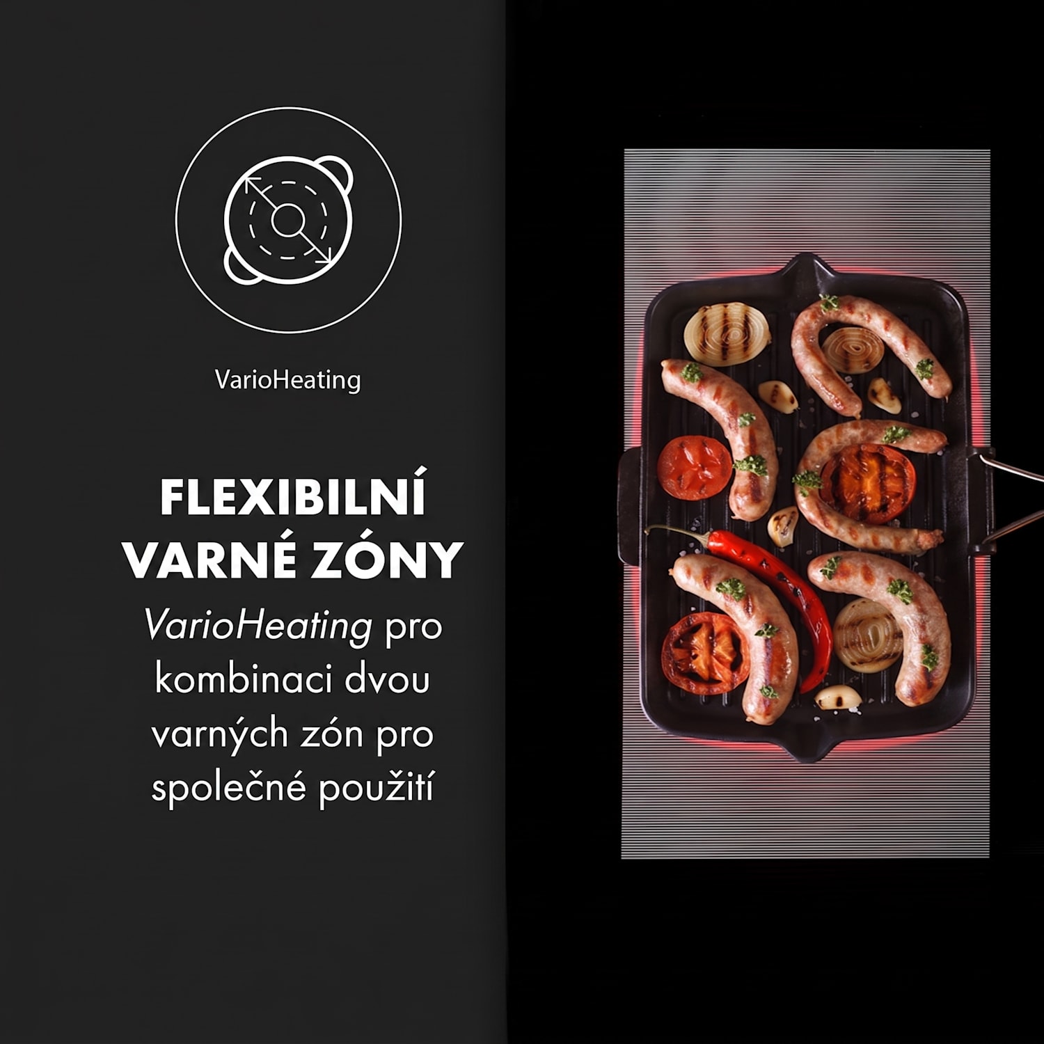 Delicatessa 90 Flex, indukční varná deska, vestavná, 7400 W, 5 zón Černé sklo