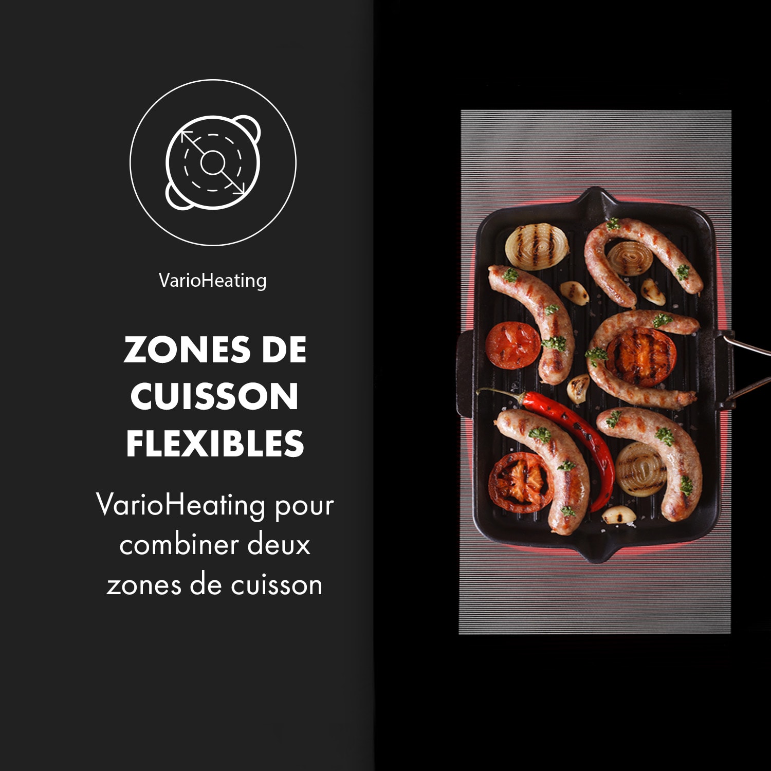 Delicatessa 90 Flex Plaque de cuisson à induction intégrée 5 zones 7400W autonomek Verre Noir