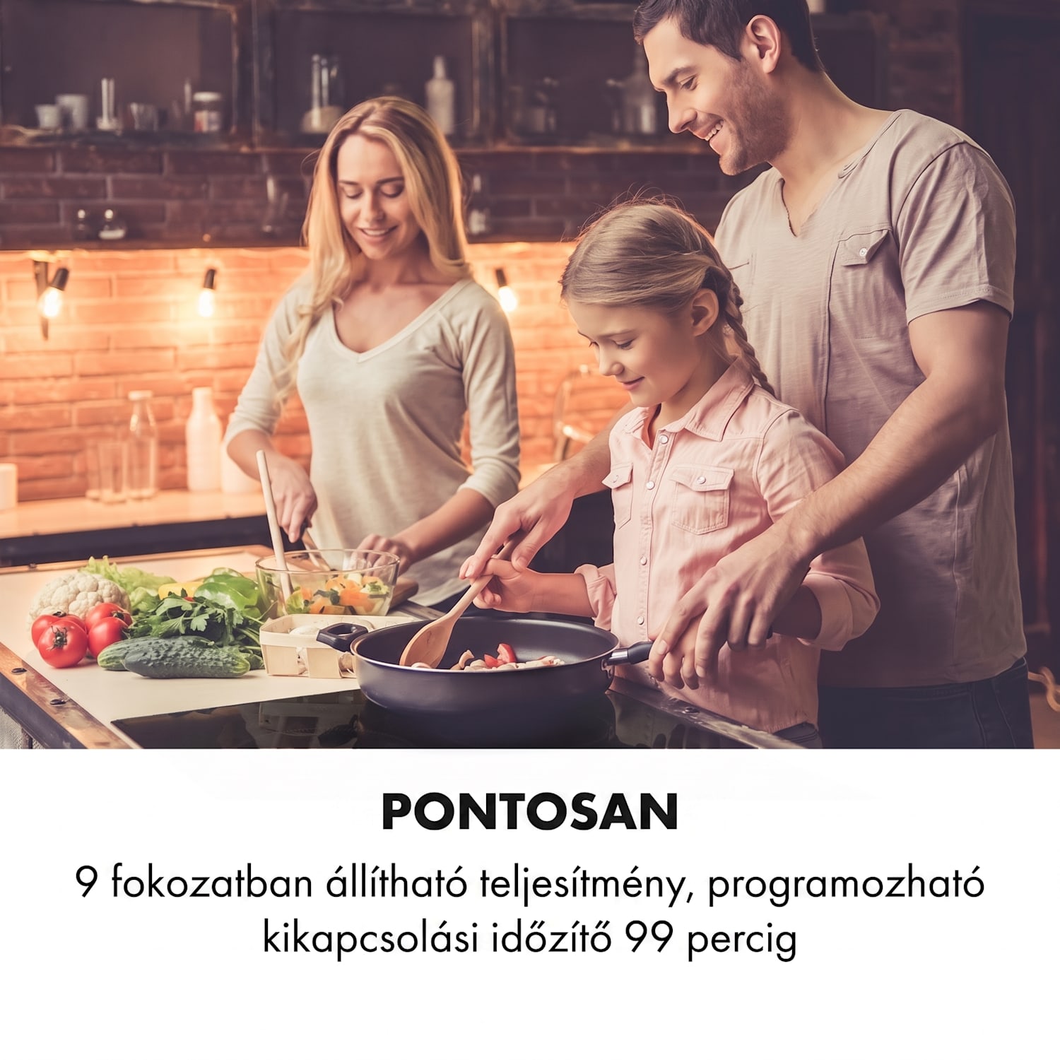 Delicatessa 90 Flex, beépített indukciós főzőlap, indukció, 7400 W, 5 zóna, egyedülálló Fekete üveg
