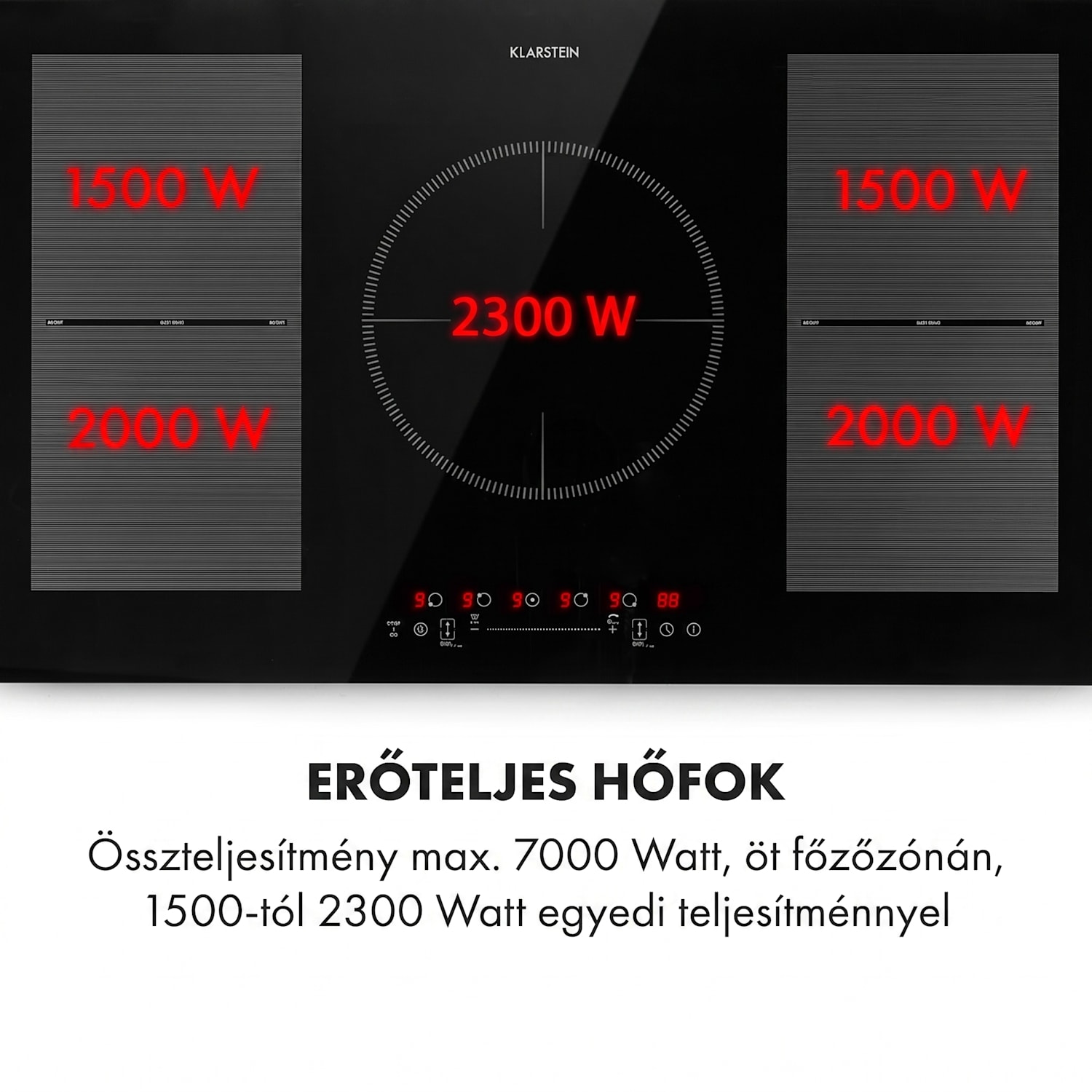 Delicatessa 90 Flex, beépített indukciós főzőlap, indukció, 7400 W, 5 zóna, egyedülálló Fekete üveg