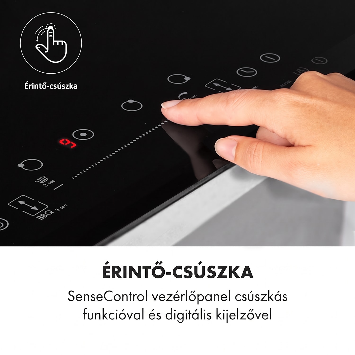 Delicatessa 90 Flex, beépített indukciós főzőlap, indukció, 7400 W, 5 zóna, egyedülálló Fekete üveg