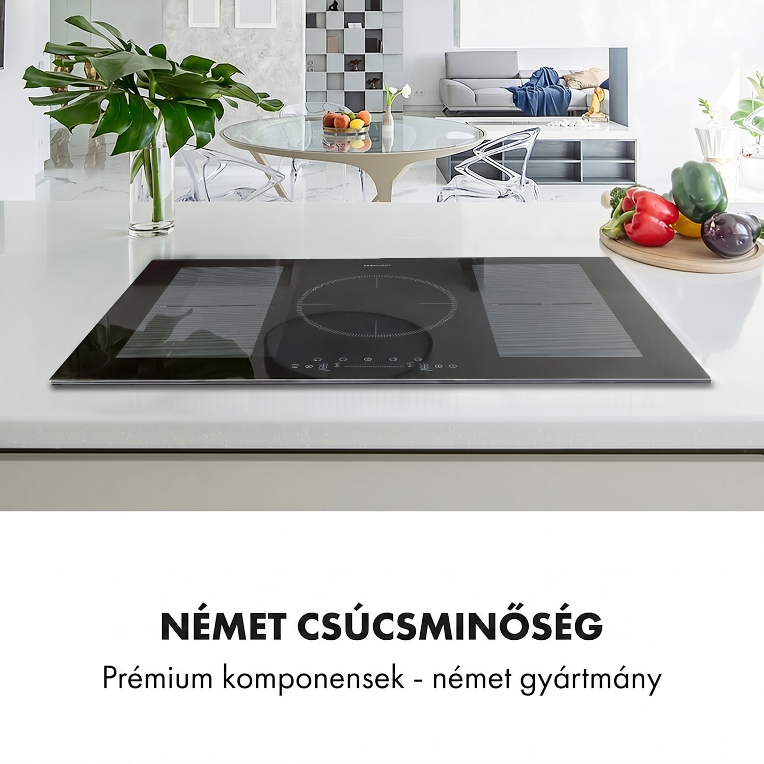 Delicatessa 90 Flex, beépített indukciós főzőlap, indukció, 7400 W, 5 zóna, egyedülálló Fekete üveg
