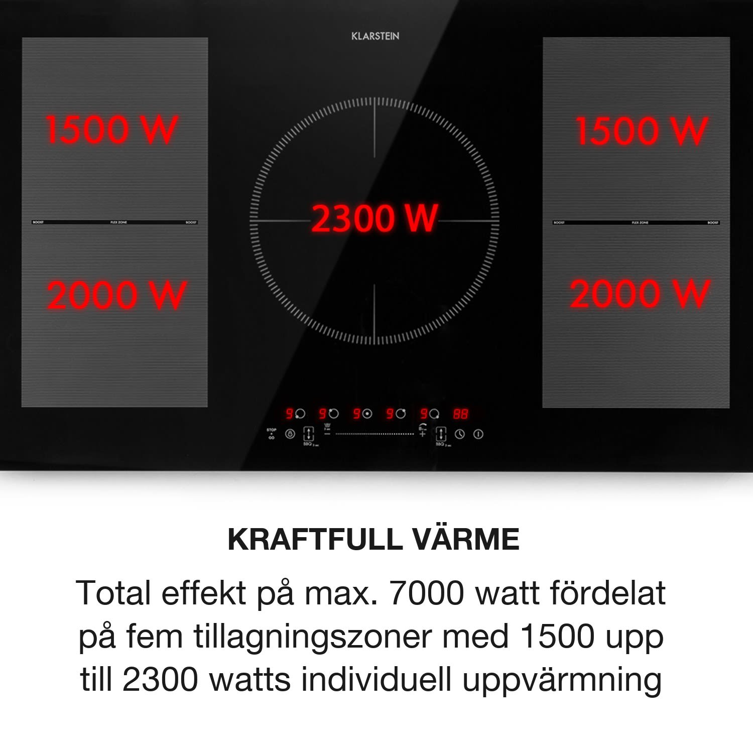 Delicatessa 90 Flex inbyggnadshäll induktion 5 zoner 7 400 W Autark 90 cm | 2 Flexzon | Svart