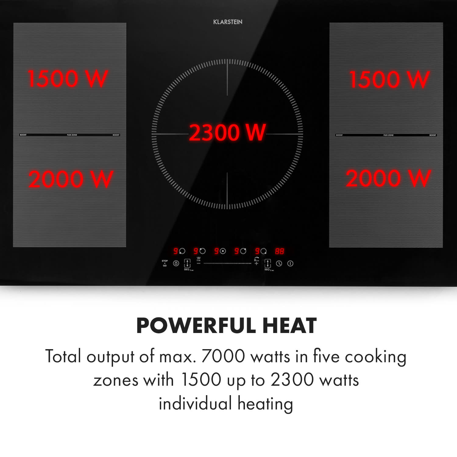 Delicatessa 90 Flex, integroitava induktioliesitaso, 5 keittoaluetta, 7400 W, omavarainen Musta Lasi