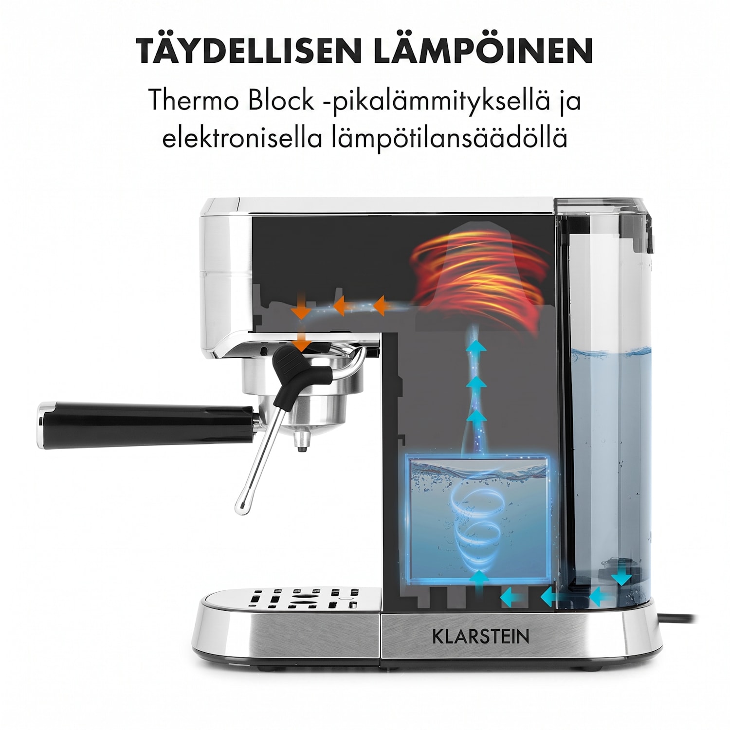 Futura-espressokeitin 20 bar 1450 W 20 bar 1,25 l ruostumaton teräs Hopea Metallinen