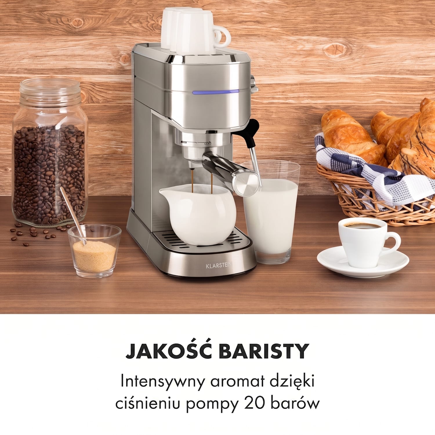Futura, ekspres do kawy, kolbowy, 1450 W, 20 barów, 1,25 l, stal szlachetna Srebrny Metal