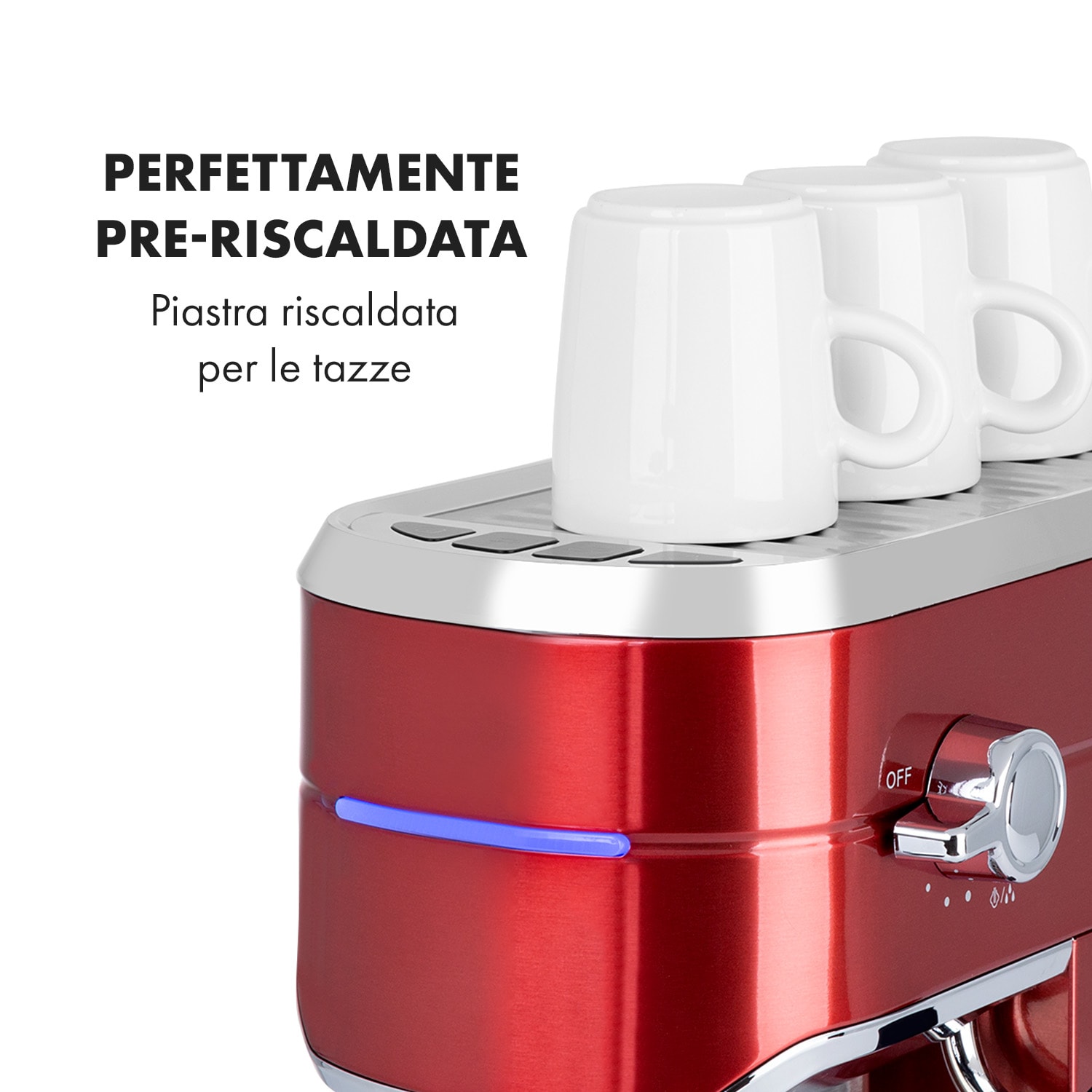 Macchina per caffè espresso Futura 20 bar 1450W 1,25l acciaio inossidabile Rosso metallizzato