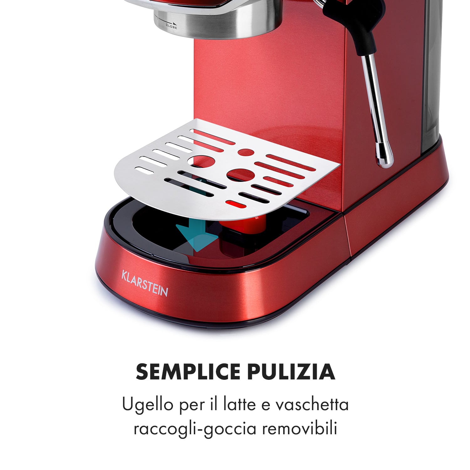 Macchina per caffè espresso Futura 20 bar 1450W 1,25l acciaio inossidabile Rosso metallizzato