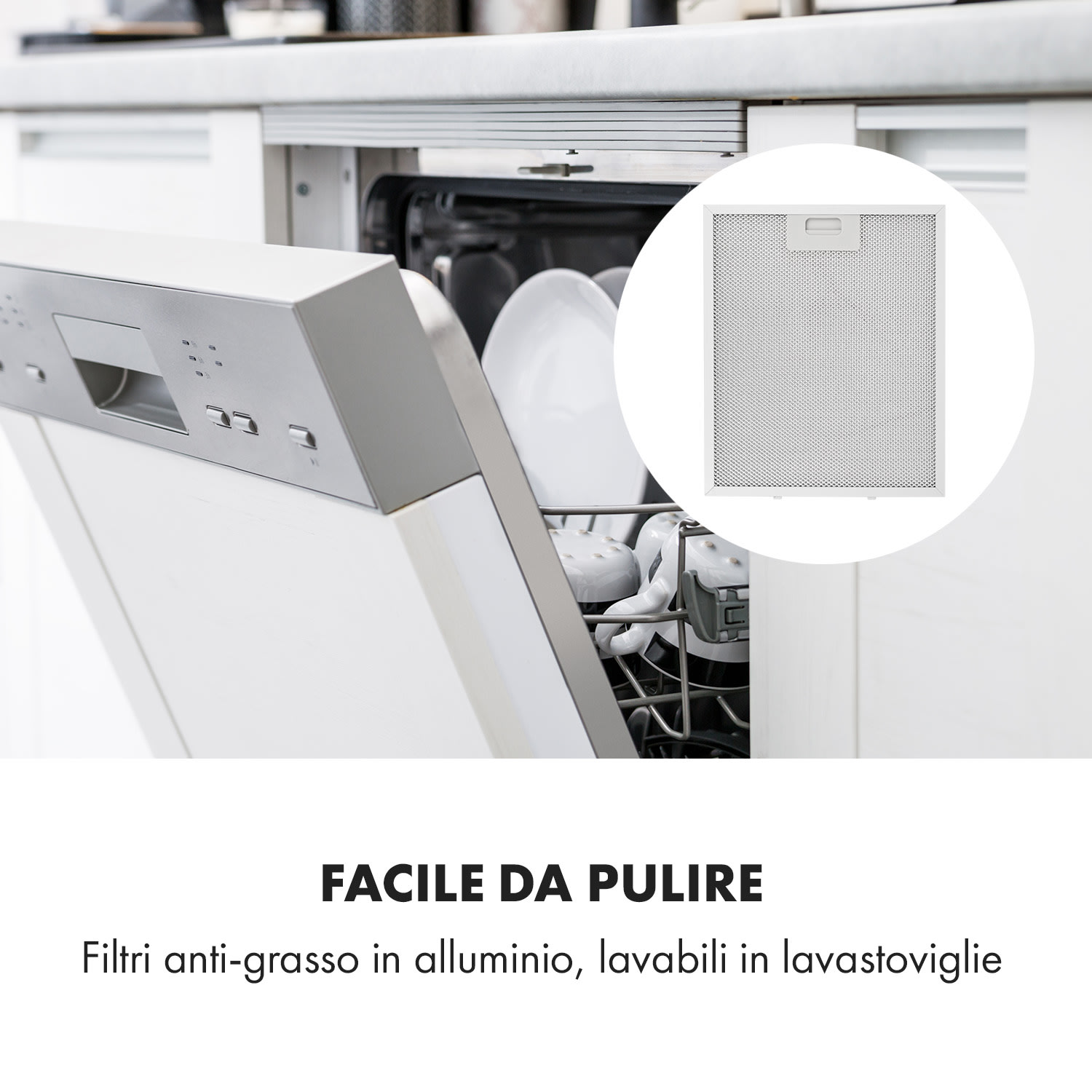 Contempo 90, cappa aspirante, 175m³/h, LED, acciaio inox, acrilico, nero 