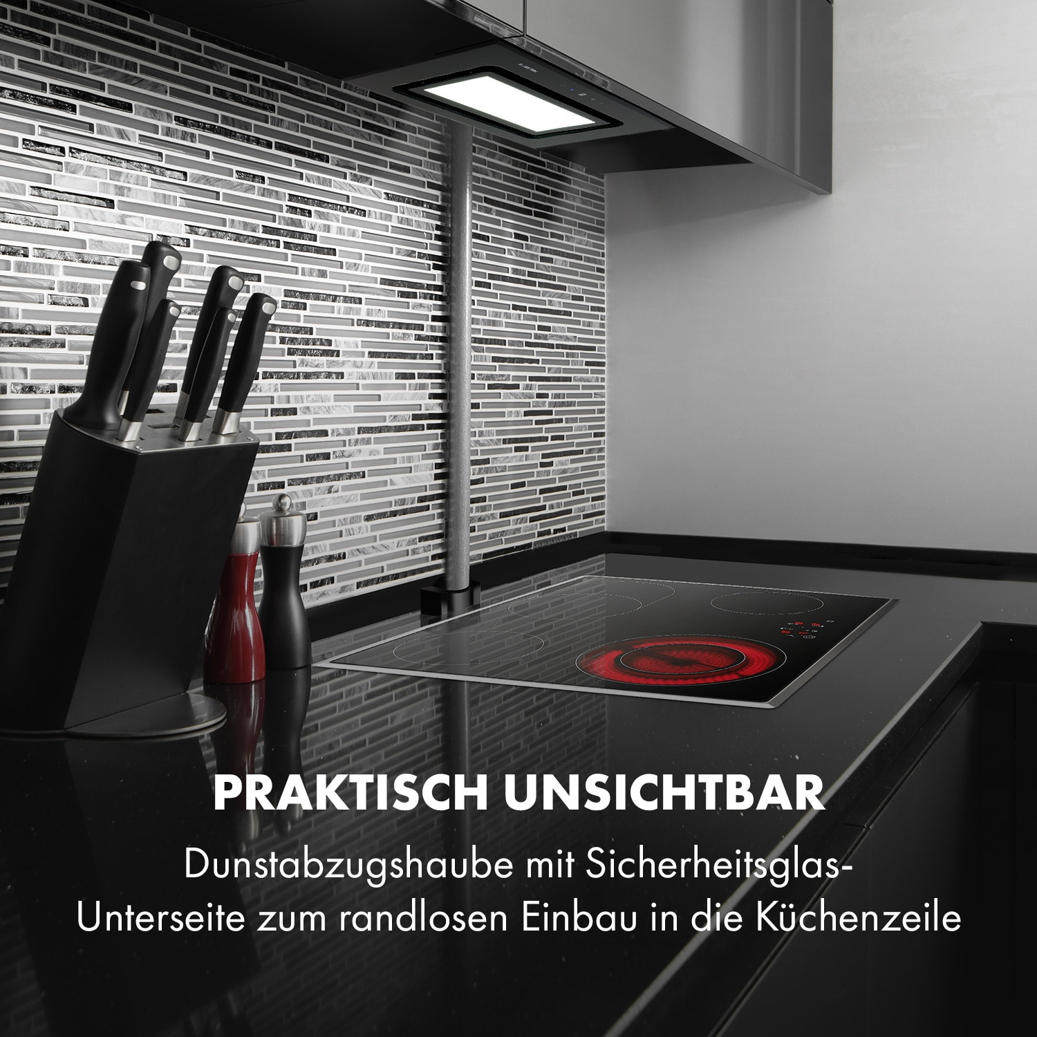 Hektor Brilliant Edition, Cappa Aspirante, 52 cm, 506 m³/h, Touch, Vetro, nero Nero